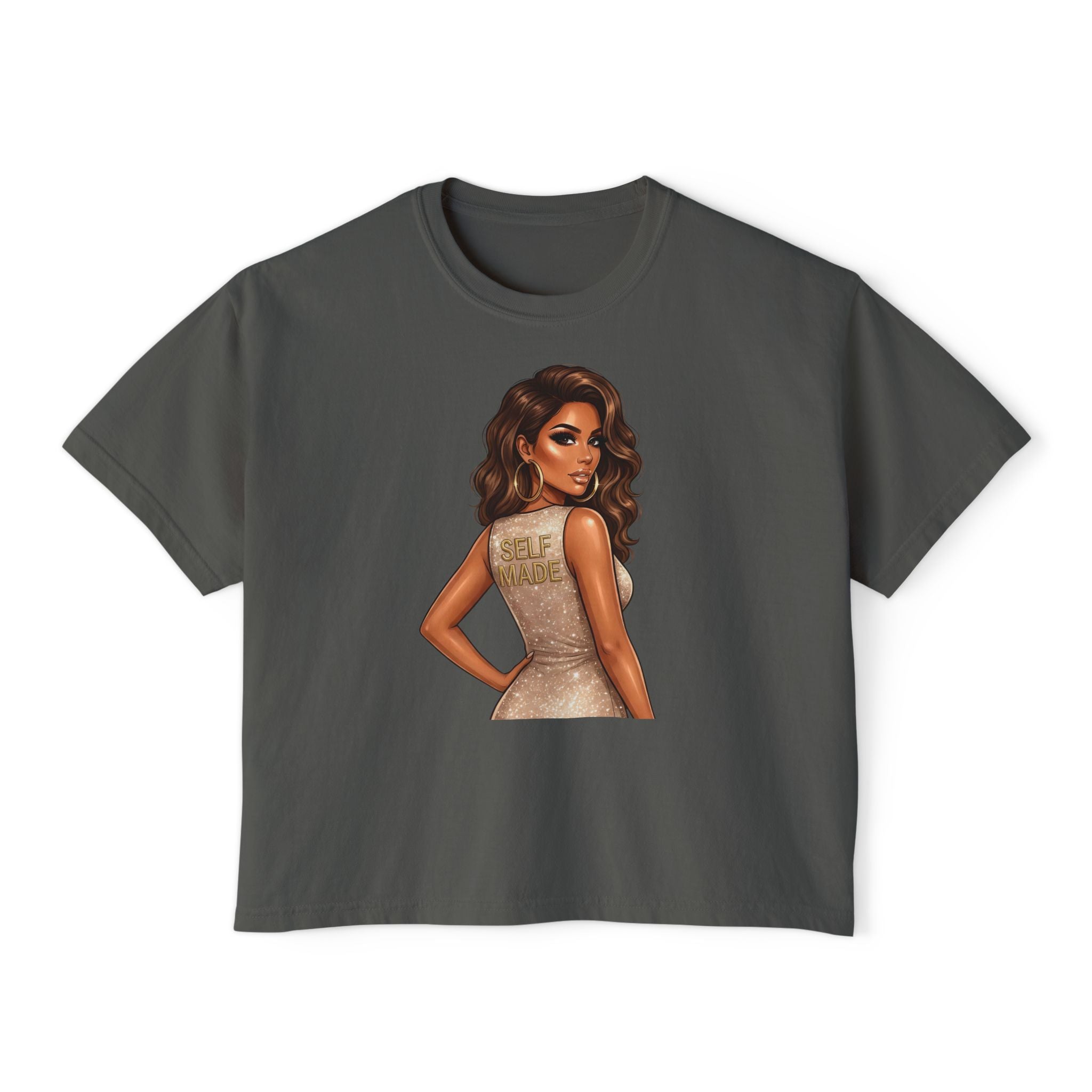 Boxy Tee — Glam Girl Illustration Graphic T-Shirt