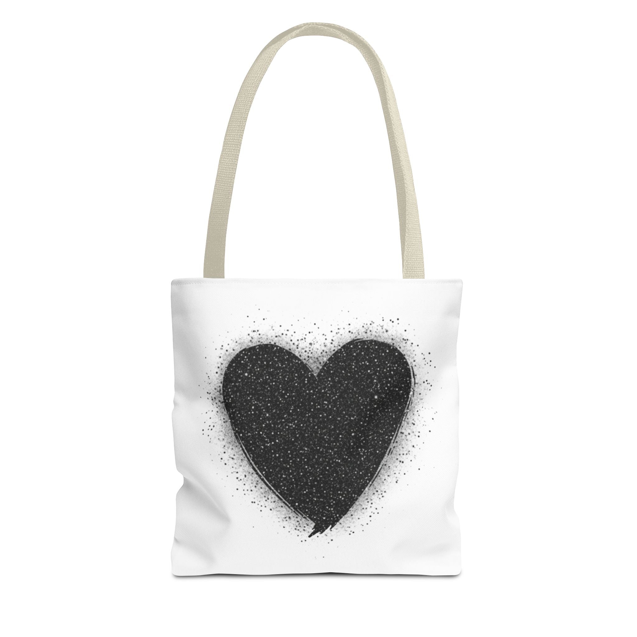 Black Spray Heart Tote Bag – Chic Graphic Canvas Tote for Everyday Use