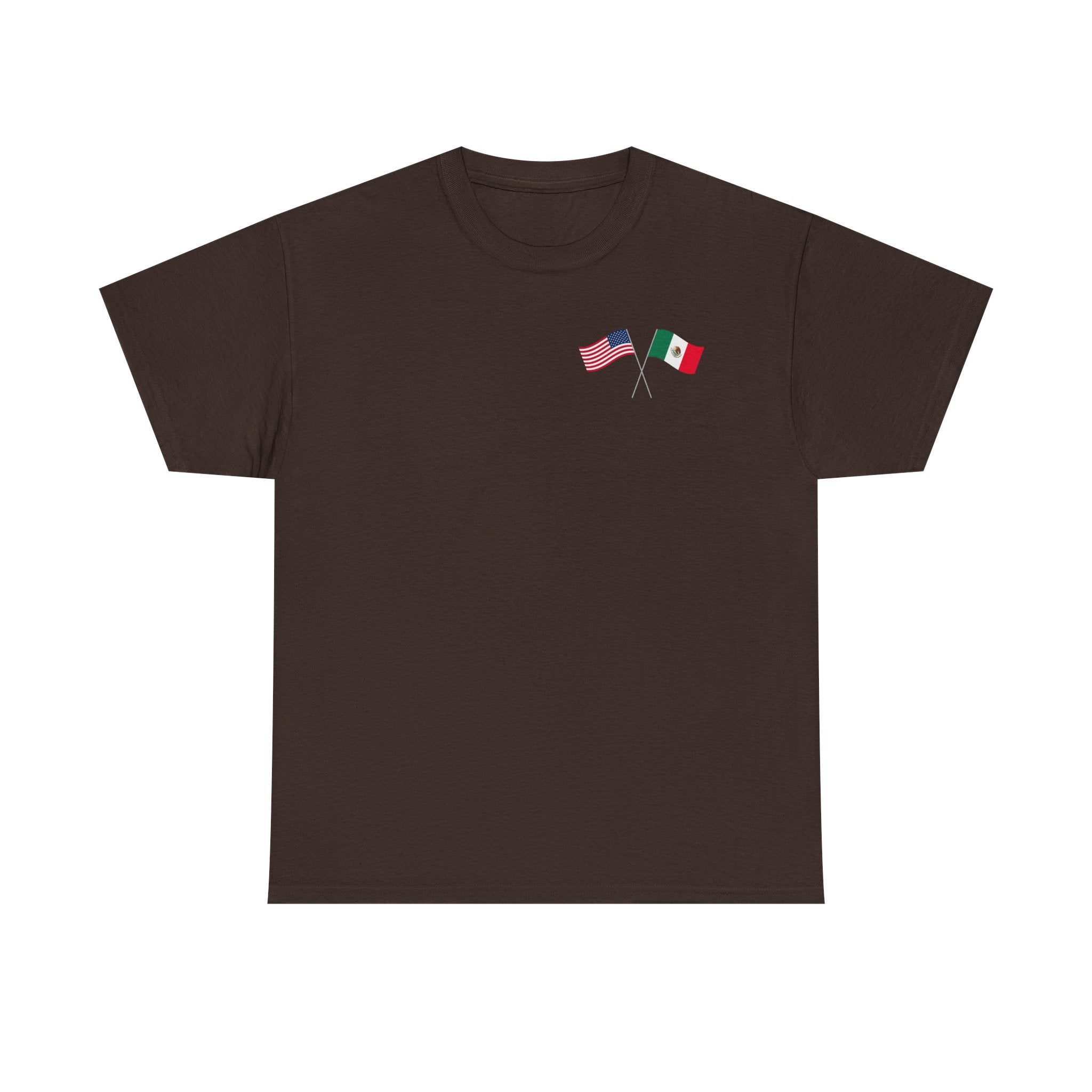 American & Italian Flag Tee with Vintage Rose Back — Patriotic Floral T-Shirt
