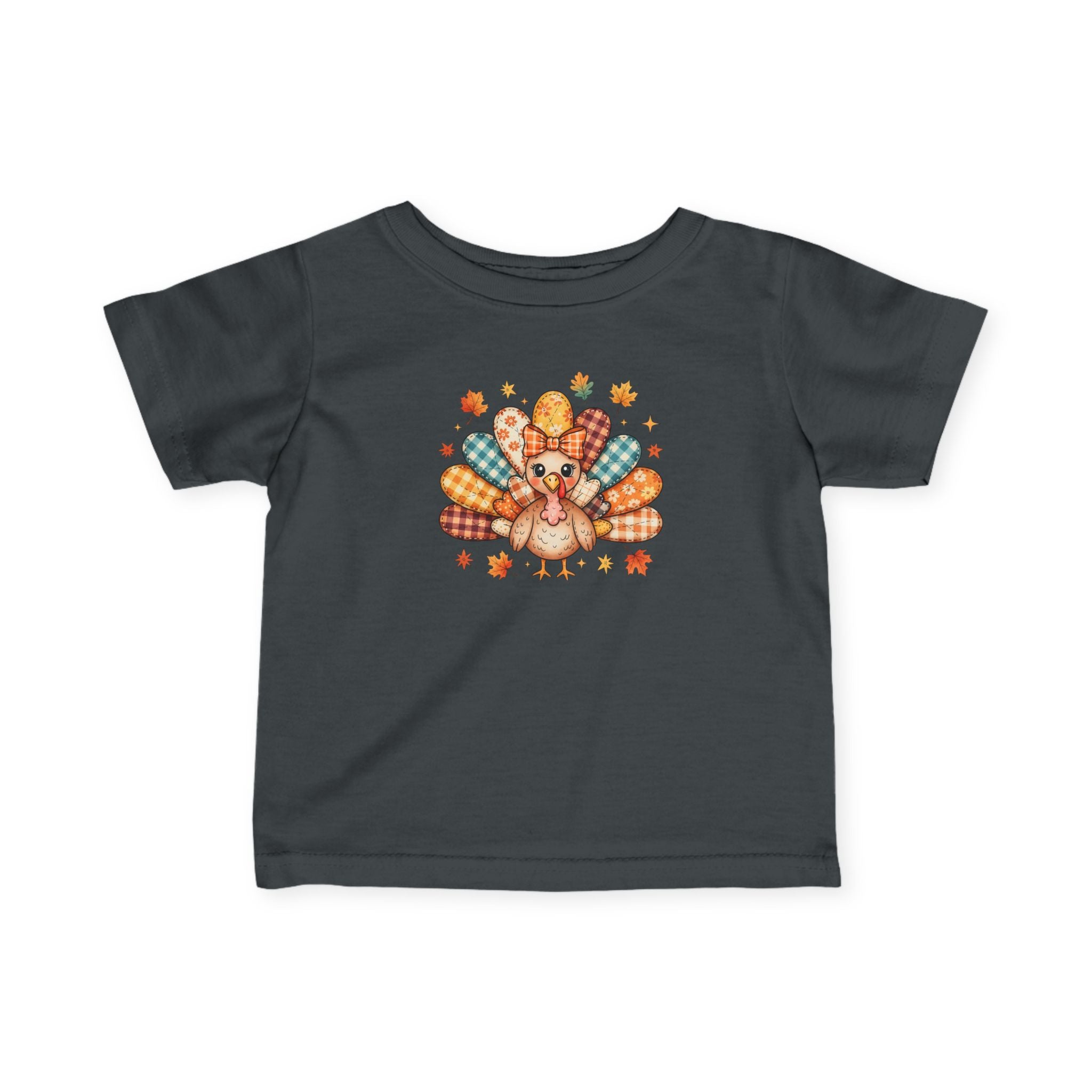Infant Tee — Cute Thanksgiving Patchwork Turkey Baby Shirt