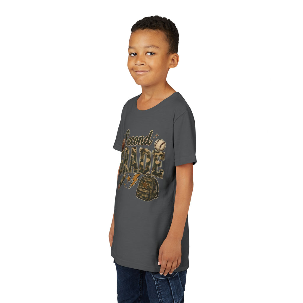 Second Grade Youth Tee — Back-to-School Sports & Backpack Design