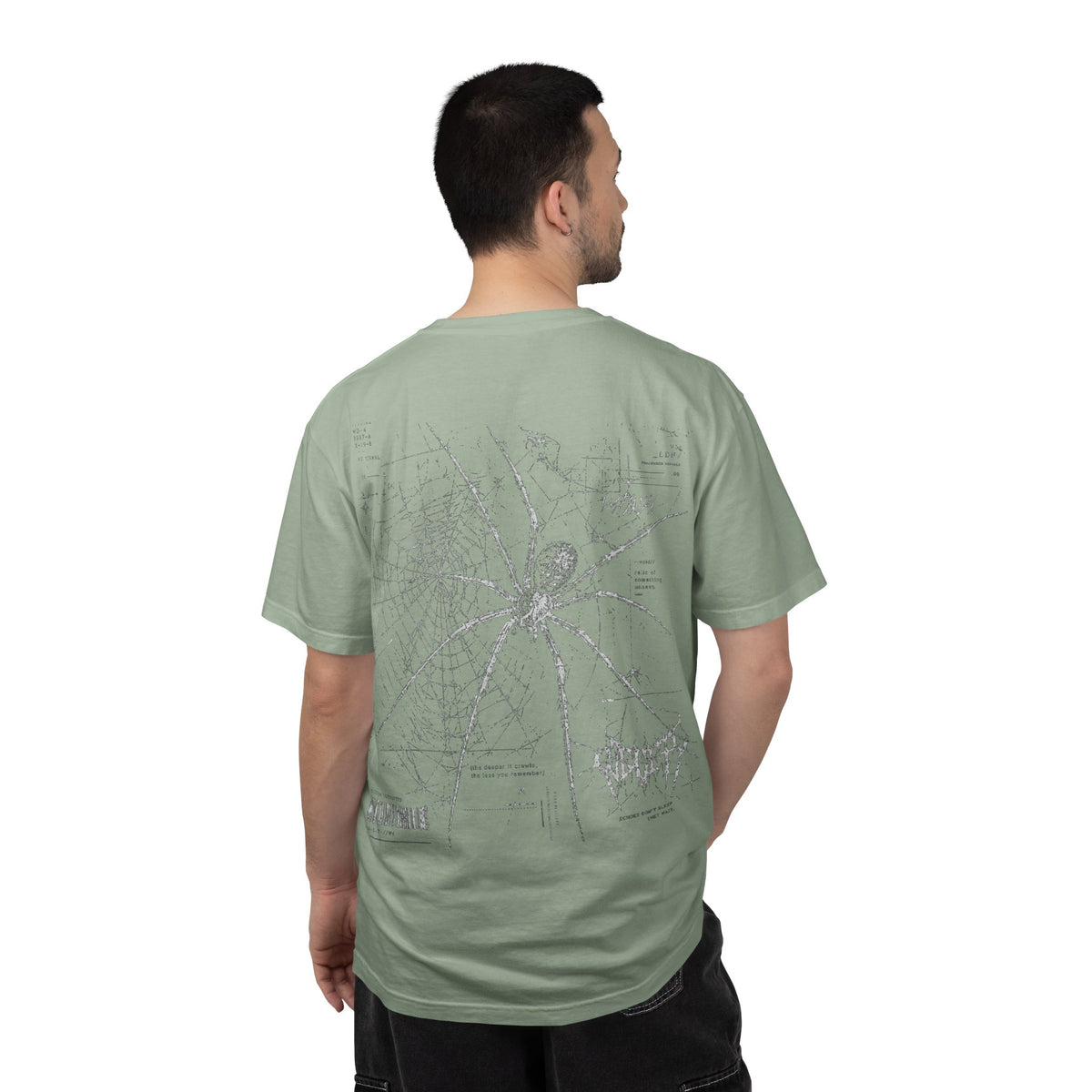 Spider Web Graphic T-Shirt — Vintage Gothic Arachnid Back Print