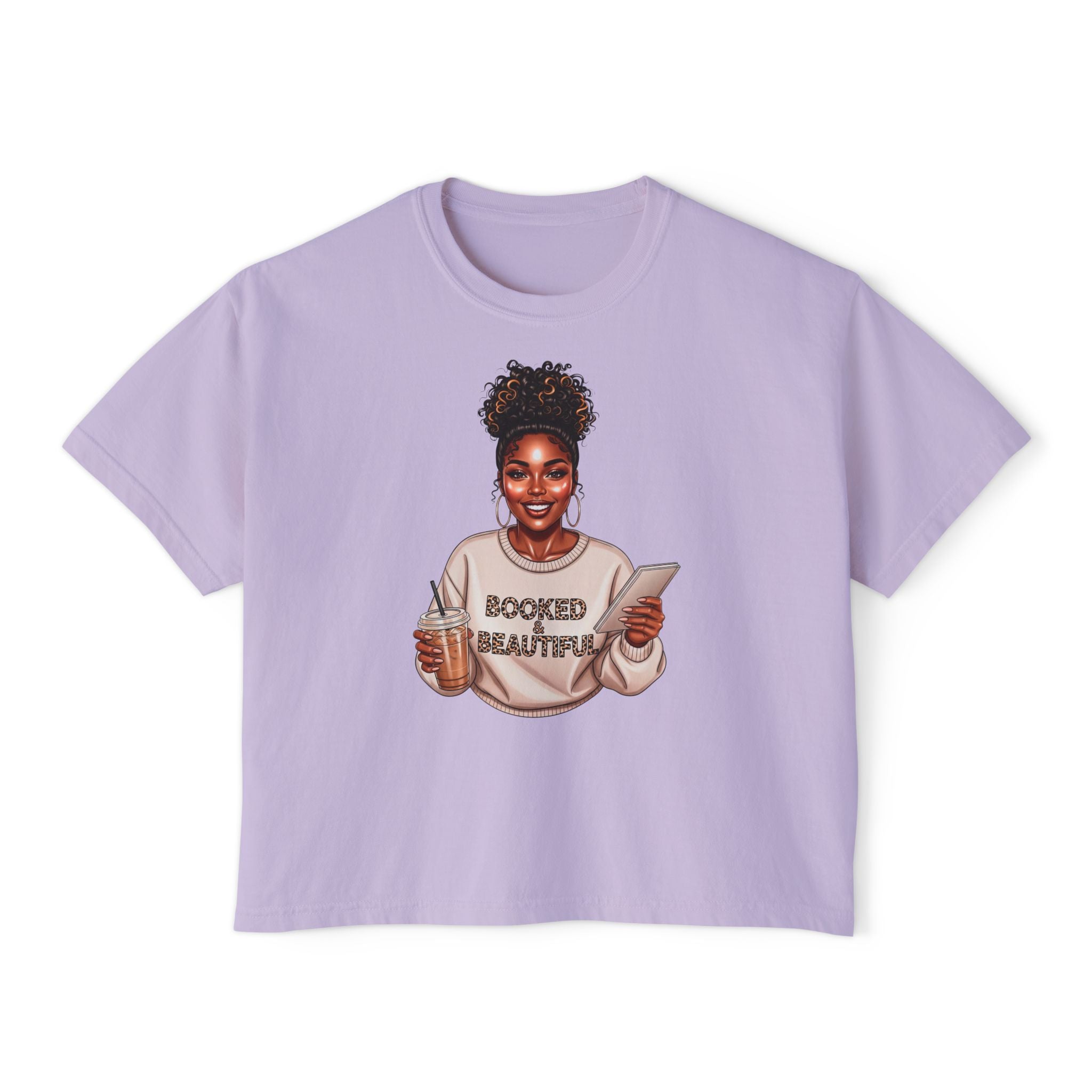 Booked & Beautiful Women's Boxy Tee — Empowering Black Girl Magic Graphic Shirt