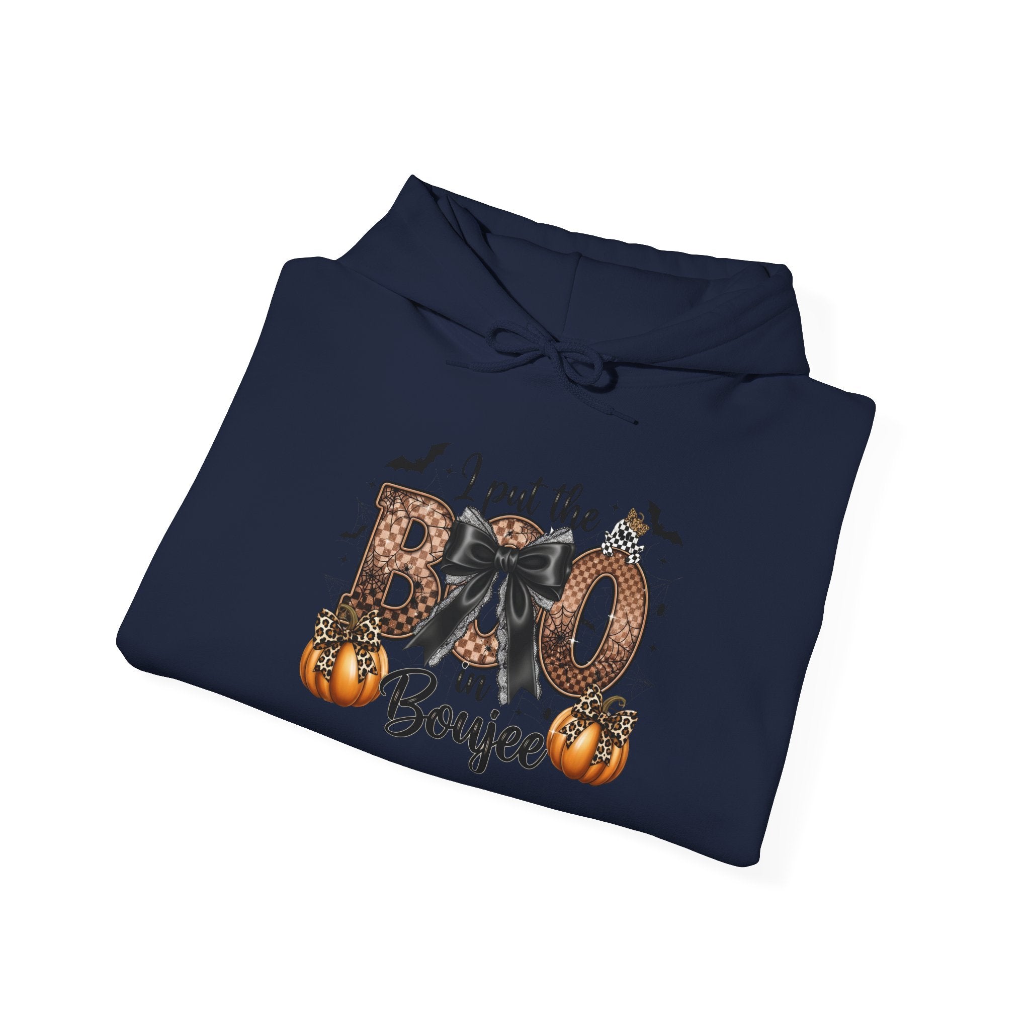 Halloween 'I Put the Boo in Boujee' Hoodie — Pumpkin Bat Spooky Chic Pullover