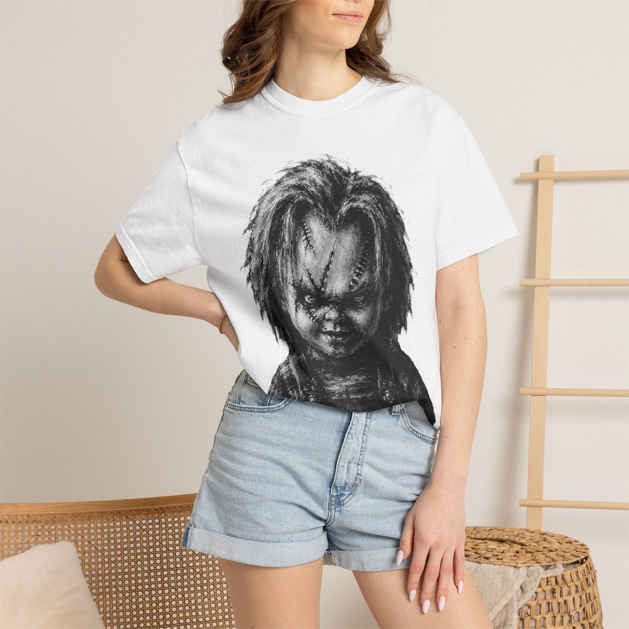 Portrait T-Shirt — Creepy Horror Doll Graphic Tee