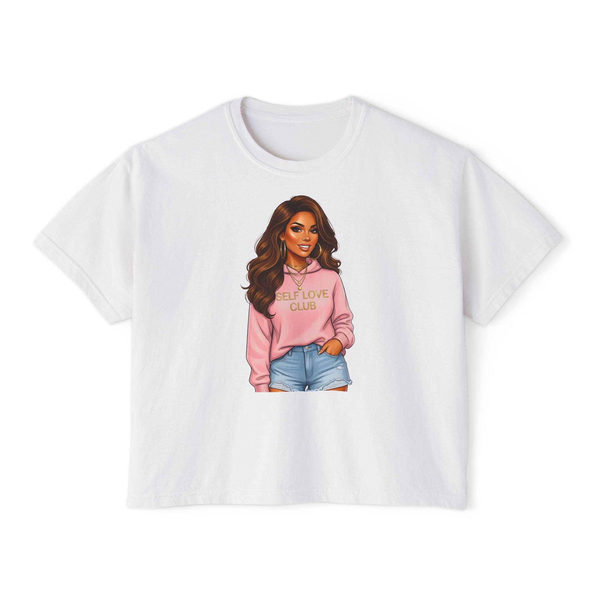 Self Love Club Boxy Tee — Women’s Graphic Cropped T-Shirt