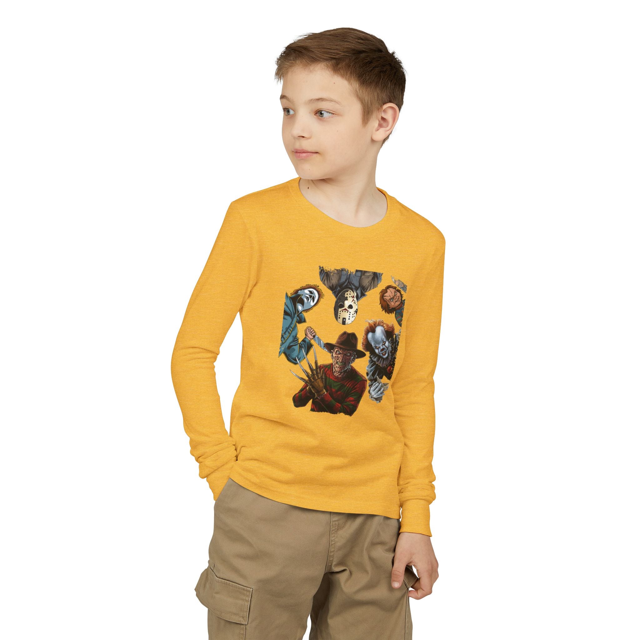 Horror Icons Youth Long Sleeve Tee - Freddy, Jason & More Graphic