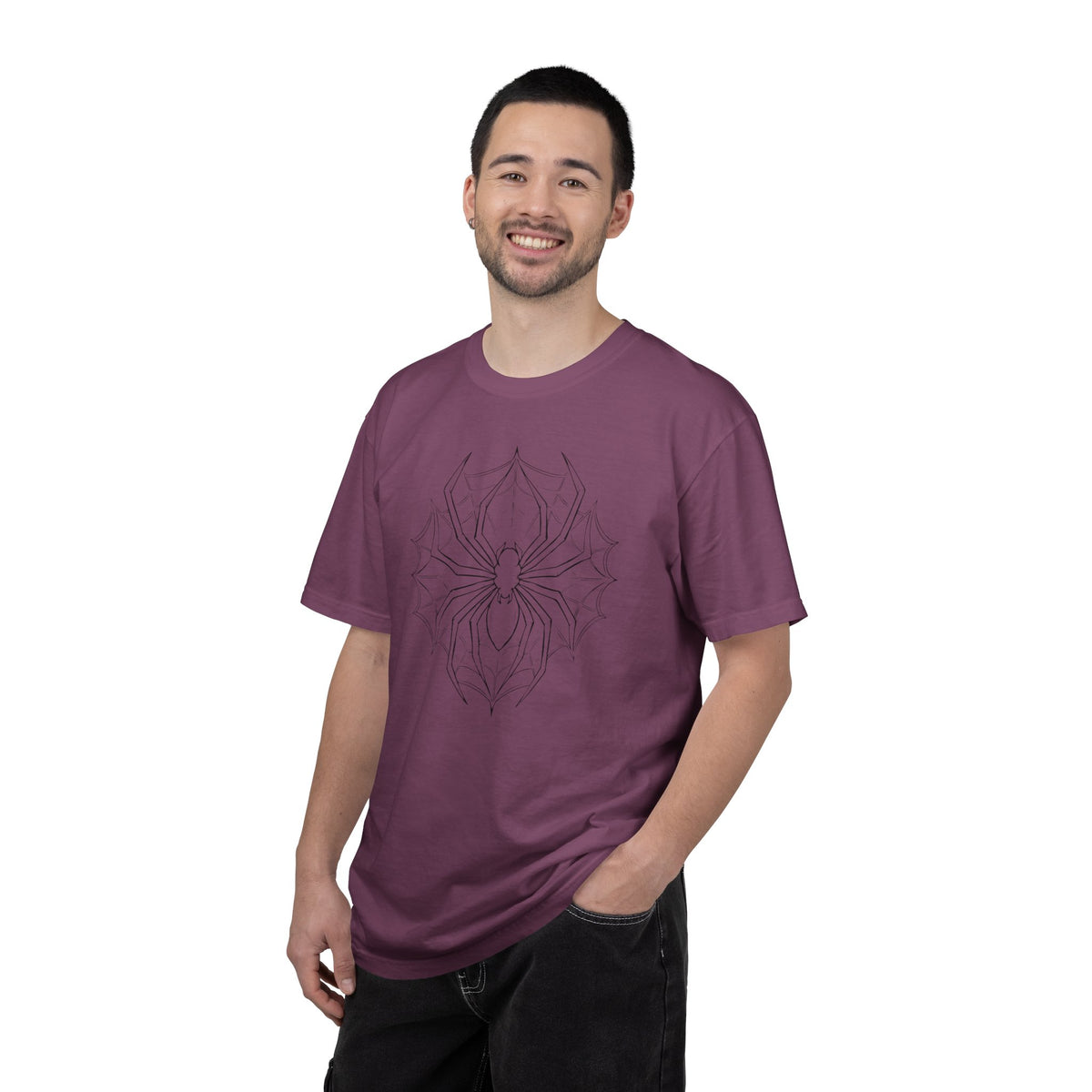 Spider Web Graphic T‑Shirt — Black Line Art Spiderback Tee