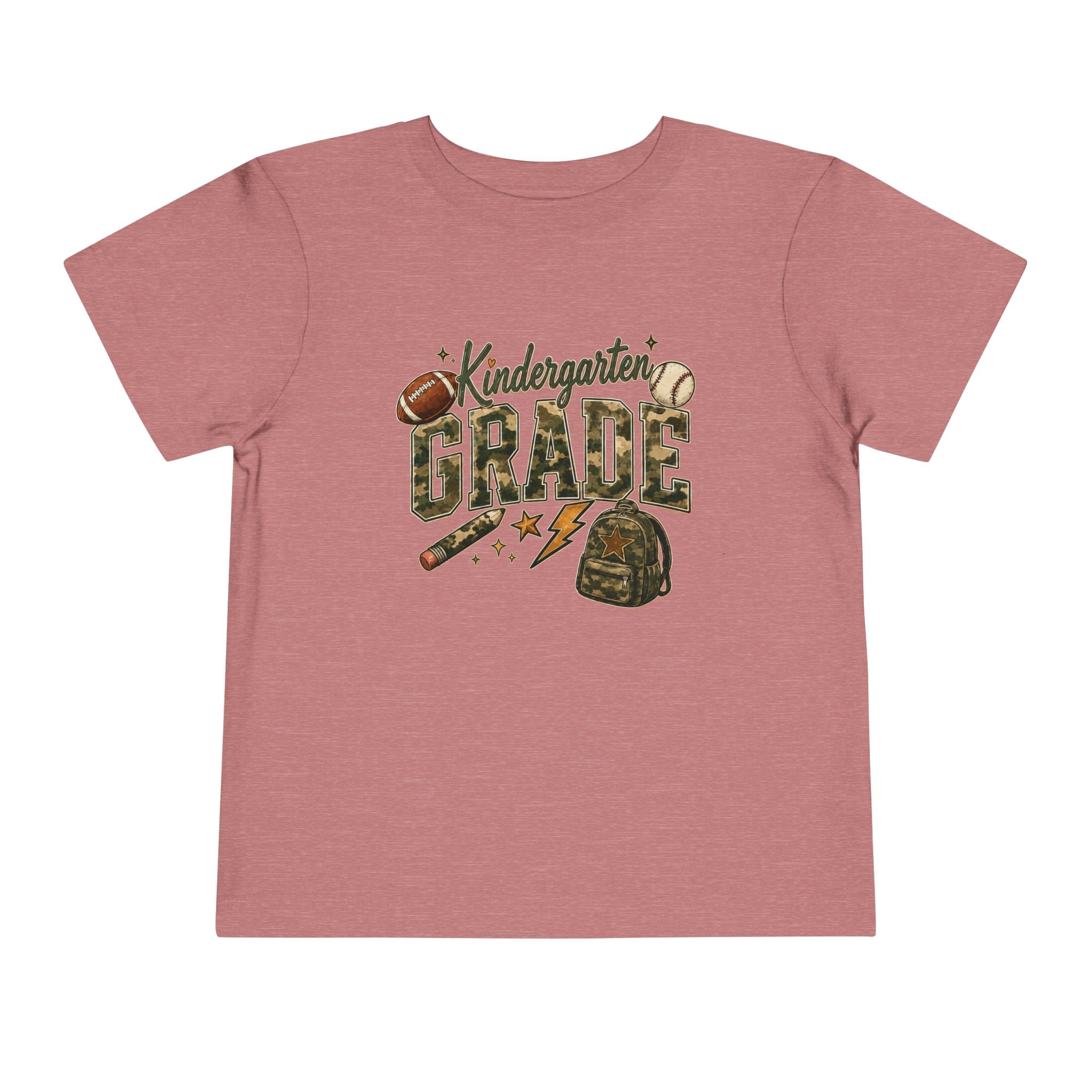 Kindergarten Grade Toddler Tee — Cute Back-to-School Football & Backpack Shirt