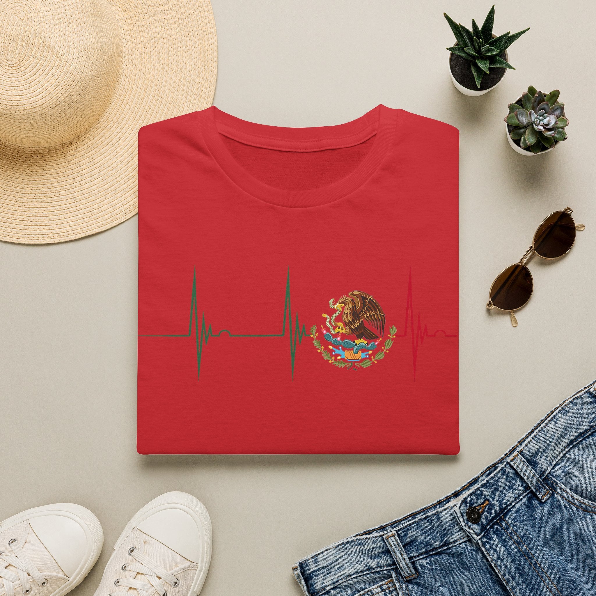 Mexican Heartbeat T-Shirt — Mexican Flag Eagle ECG Graphic Tee