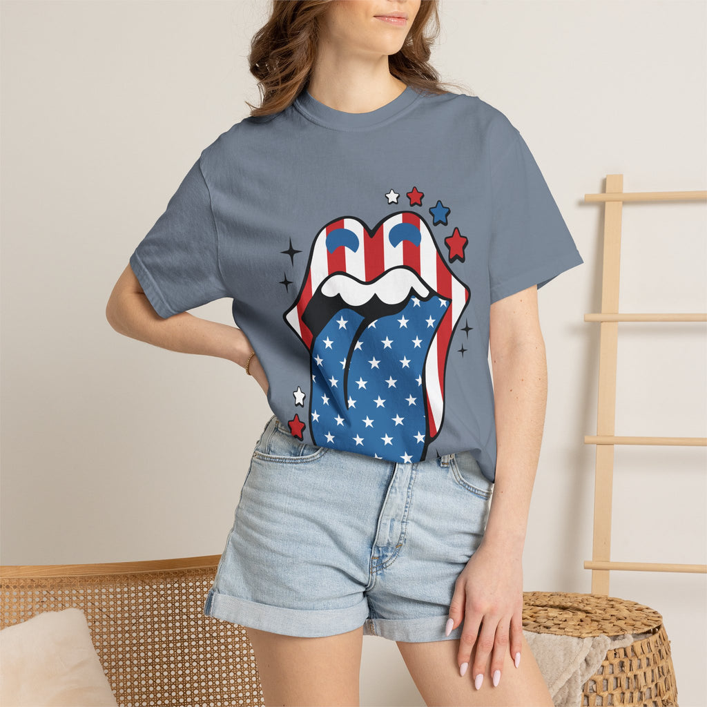 American Flag Rock Tongue T-Shirt