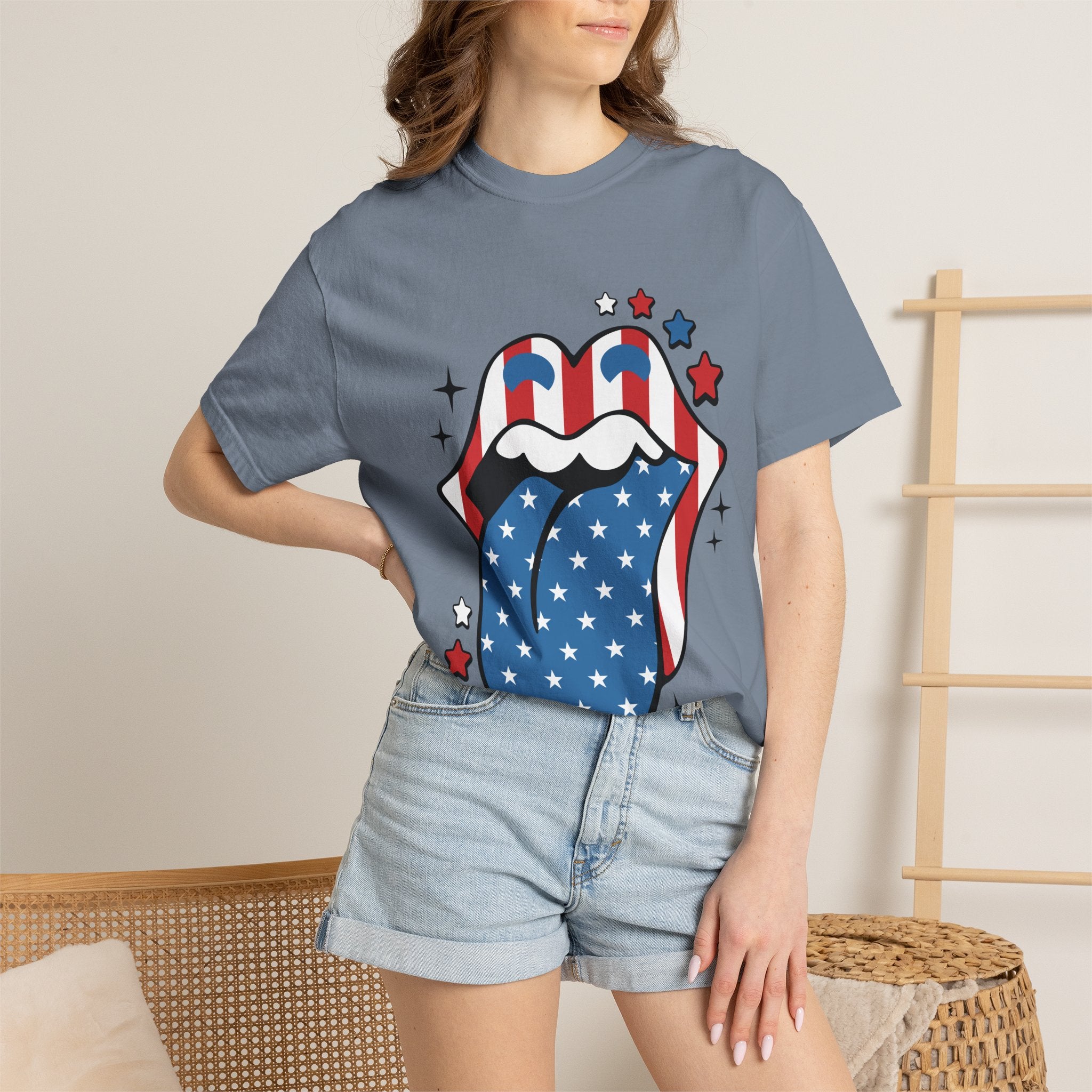 American Flag Rock Tongue T-Shirt