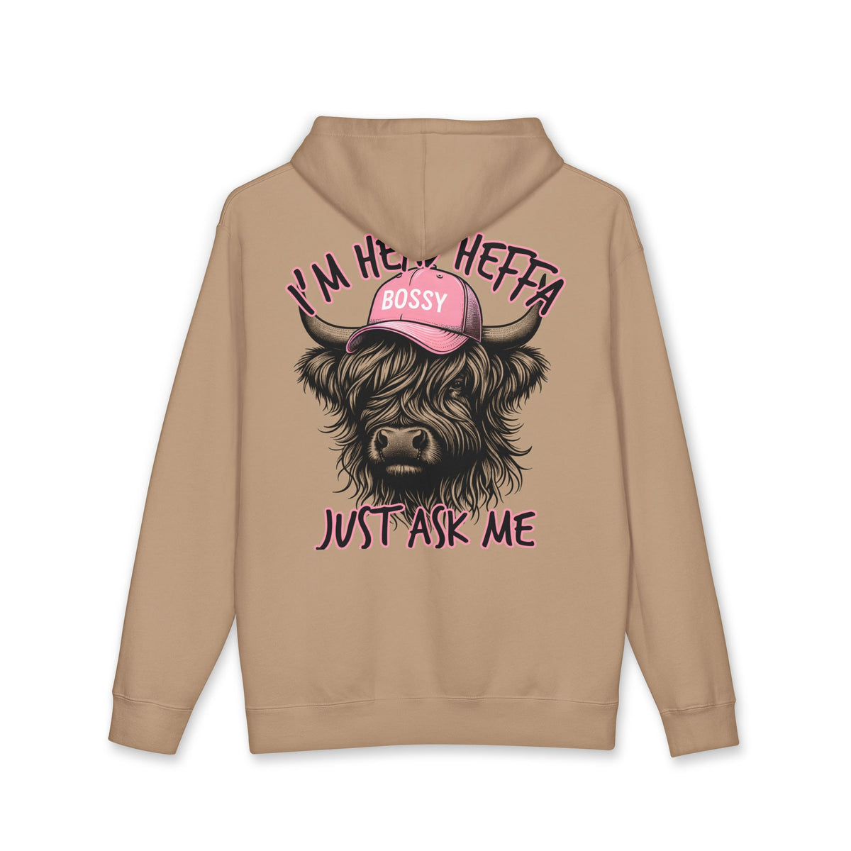 Bossy Heffa Hoodie — "I’m Her Heffa Just Ask Me" Highland Cow Pullover