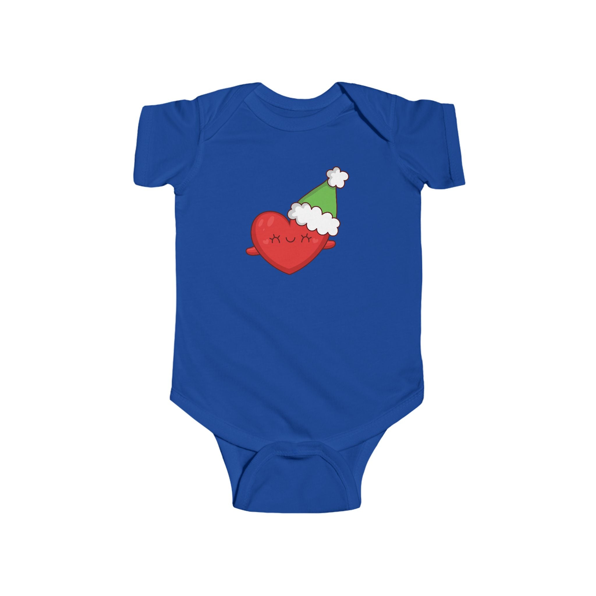 Baby Holiday Heart Bodysuit — Cute Heart in Santa Hat Infant Onesie