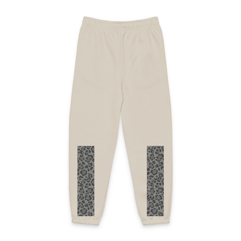 Leopard Panel Sweatpants — Cozy Joggers with Animal Print Leg Accents