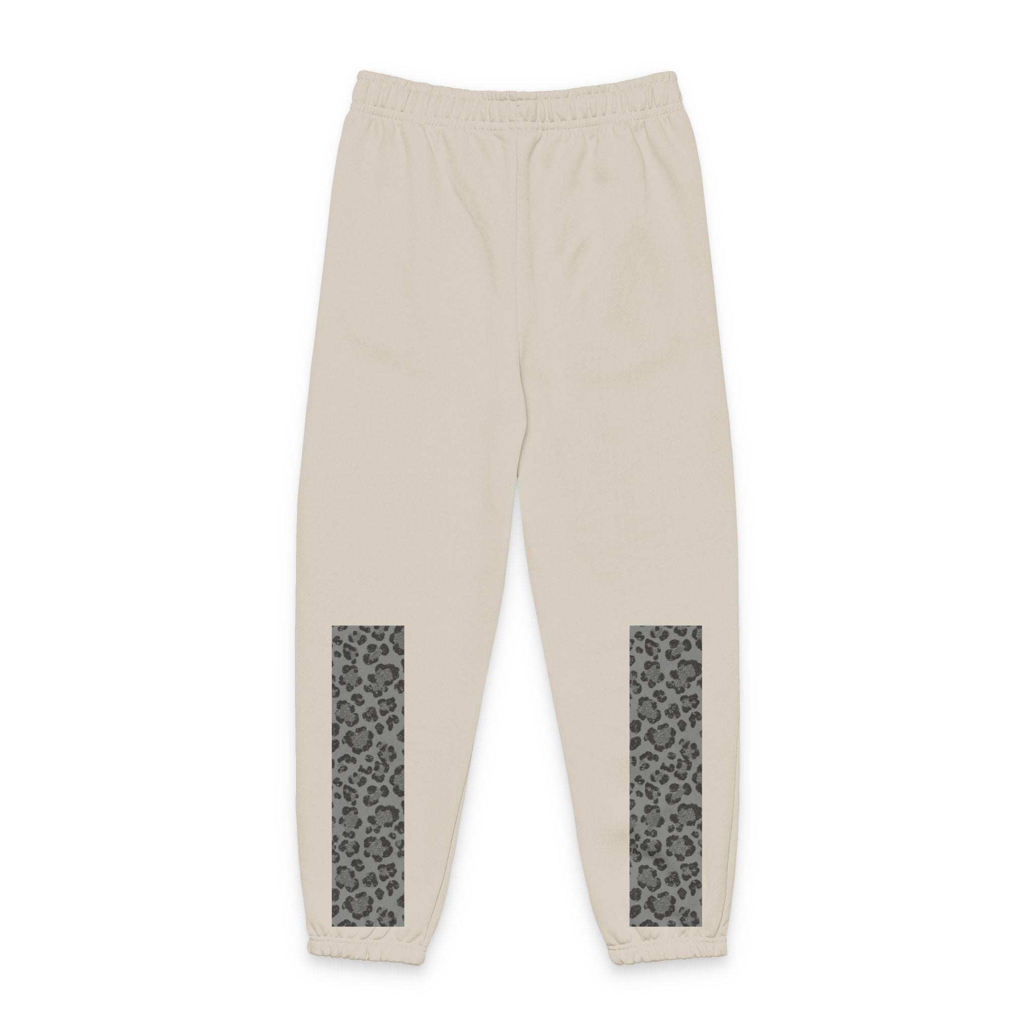 Leopard Panel Sweatpants — Cozy Joggers with Animal Print Leg Accents