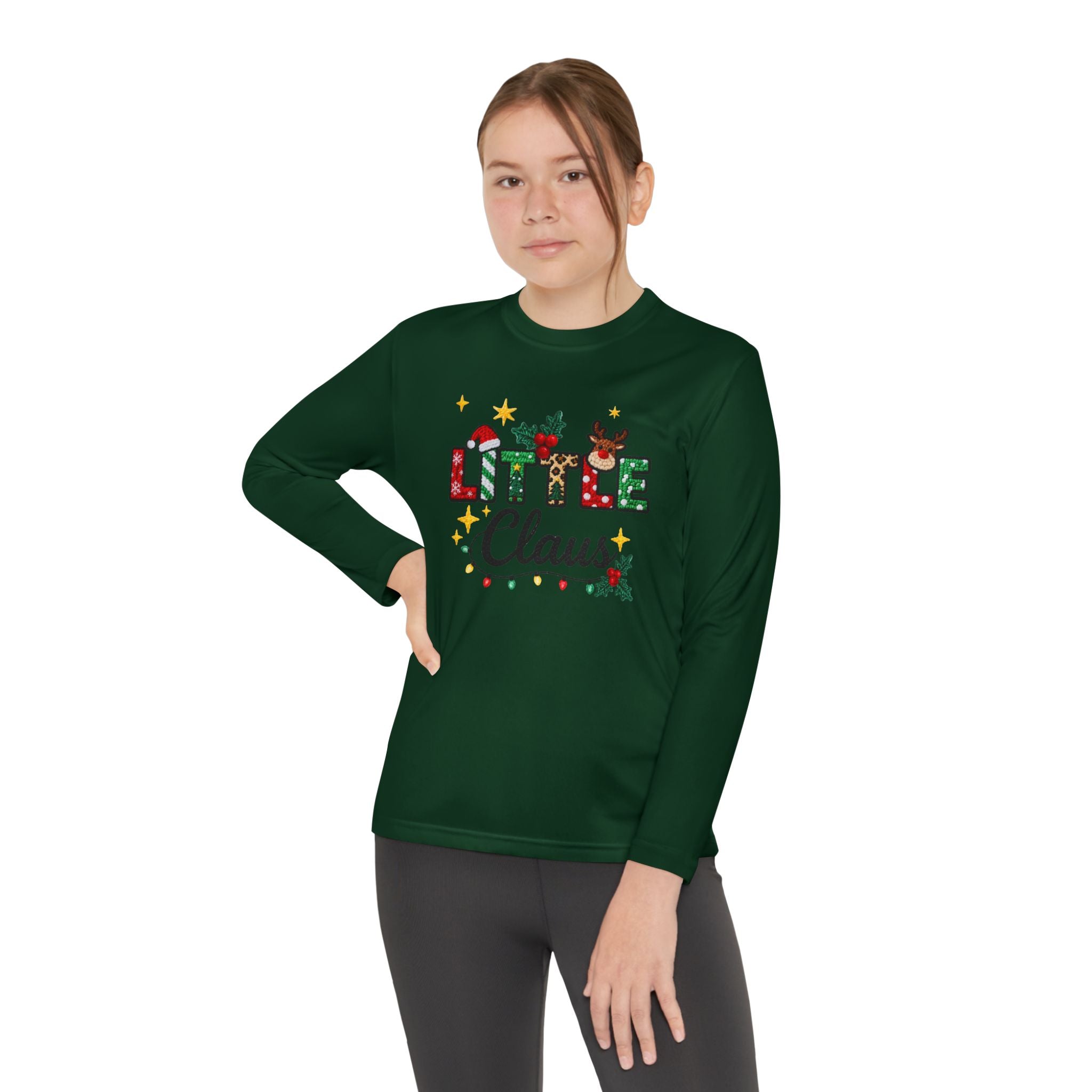 Youth Long Sleeve Tee - "Little Claus" Christmas Kids Shirt