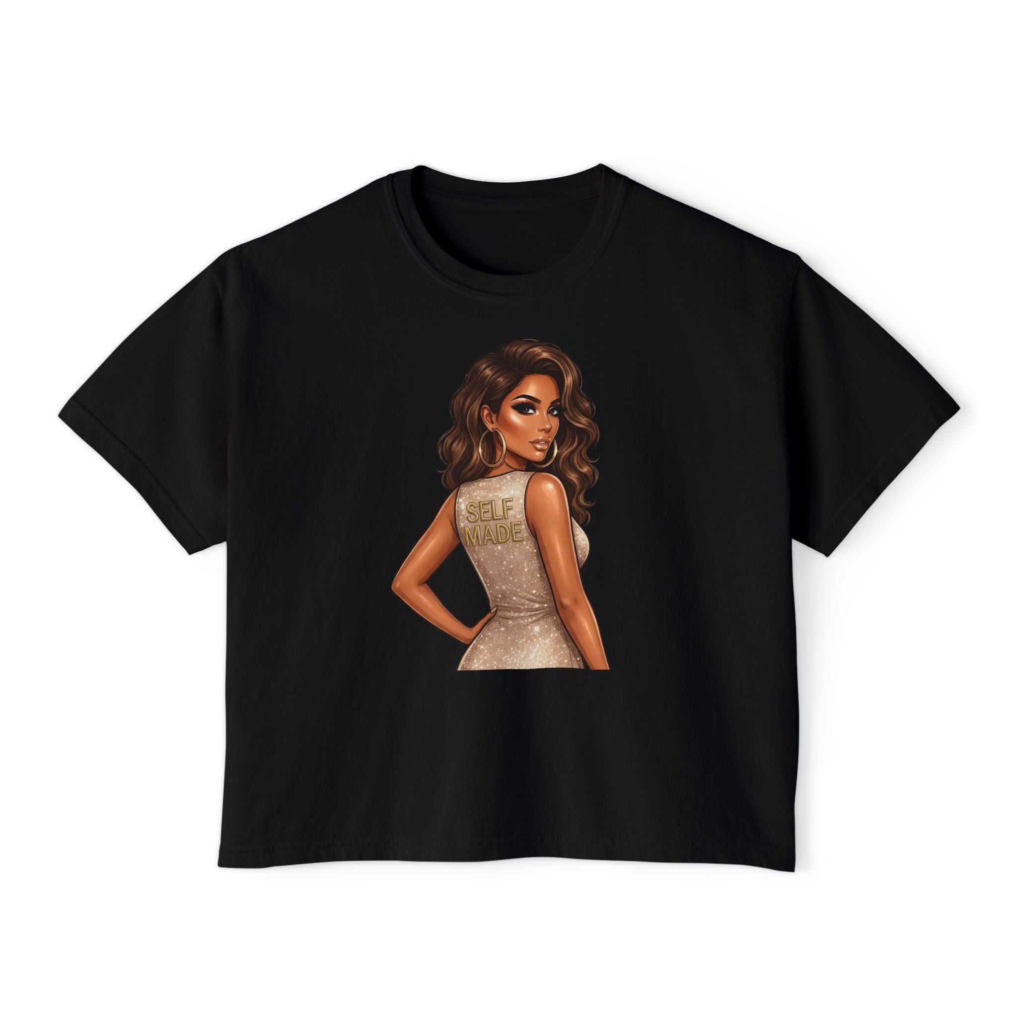 Boxy Tee — Glam Girl Illustration Graphic T-Shirt