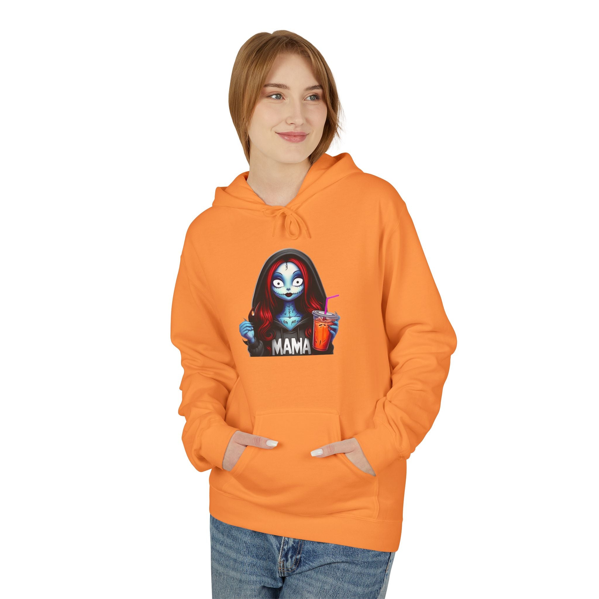 Horror Mama Mask Hoodie — Creepy Neon Mom Graphic Hoodie