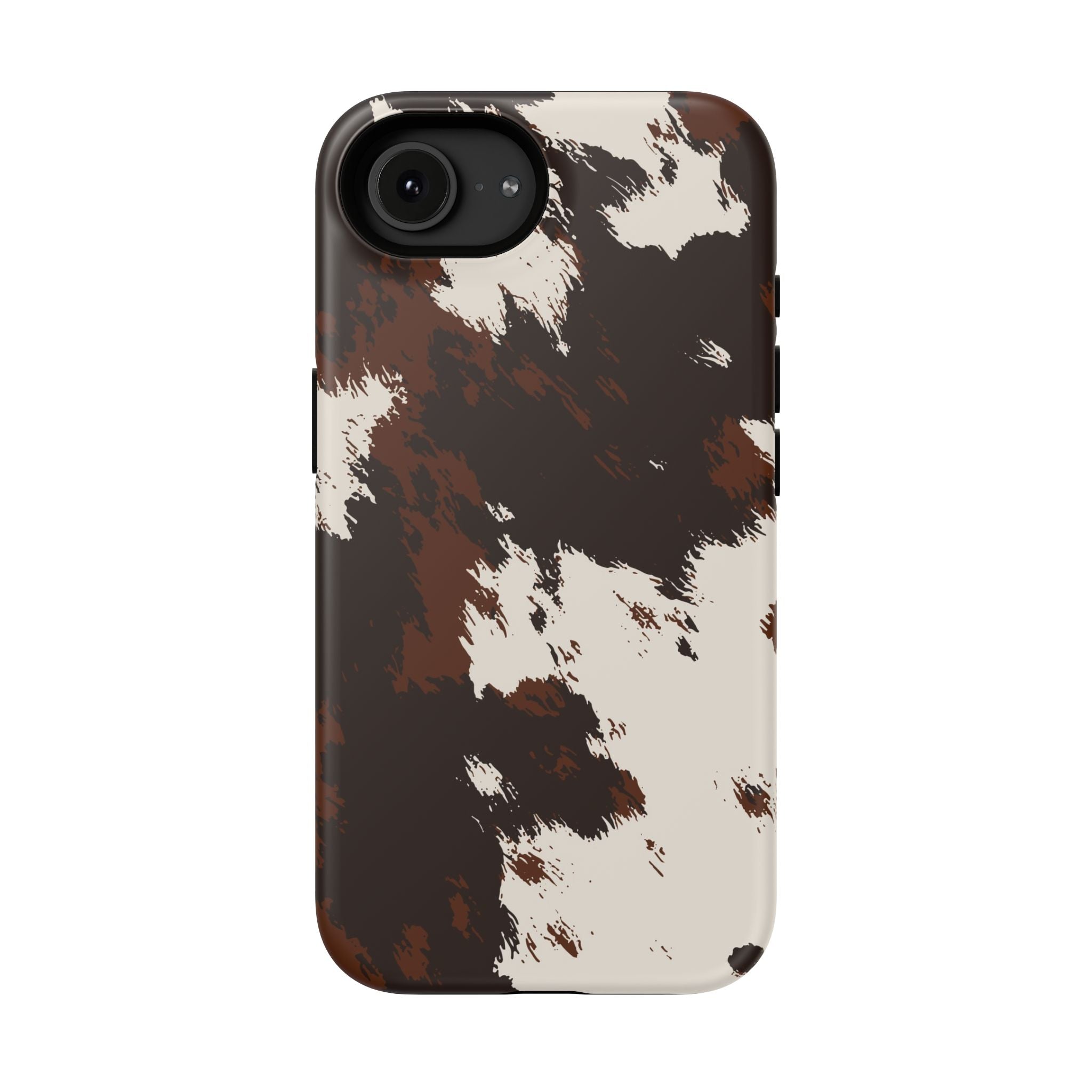 Cowhide Print Impact Phone Case — Brown & Cream Protective Cover