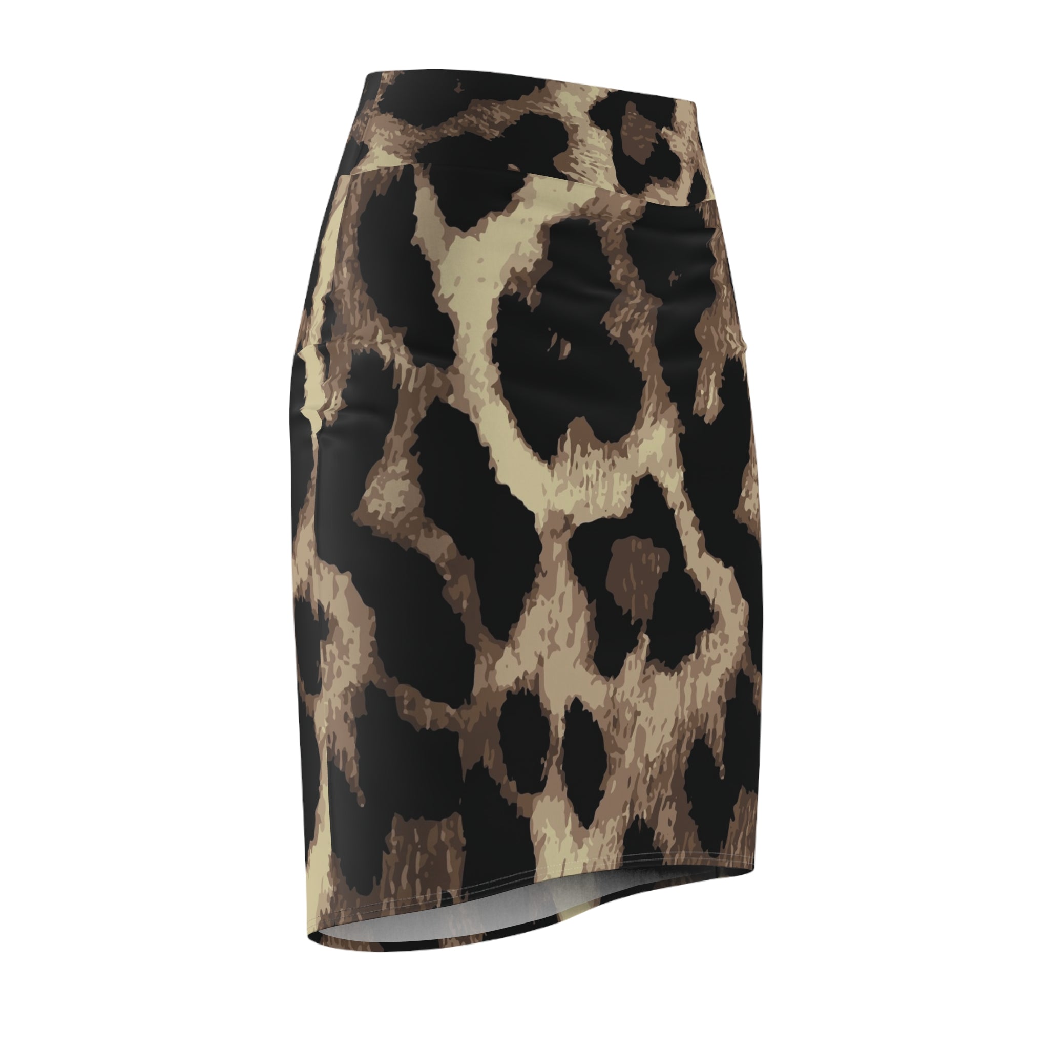 Leopard Print Pencil Skirt — Women's Animal Print High-Waist AOP
