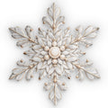 Snowflake Decorative Pillow — Rustic White Carved Snowflake Accent Cushion