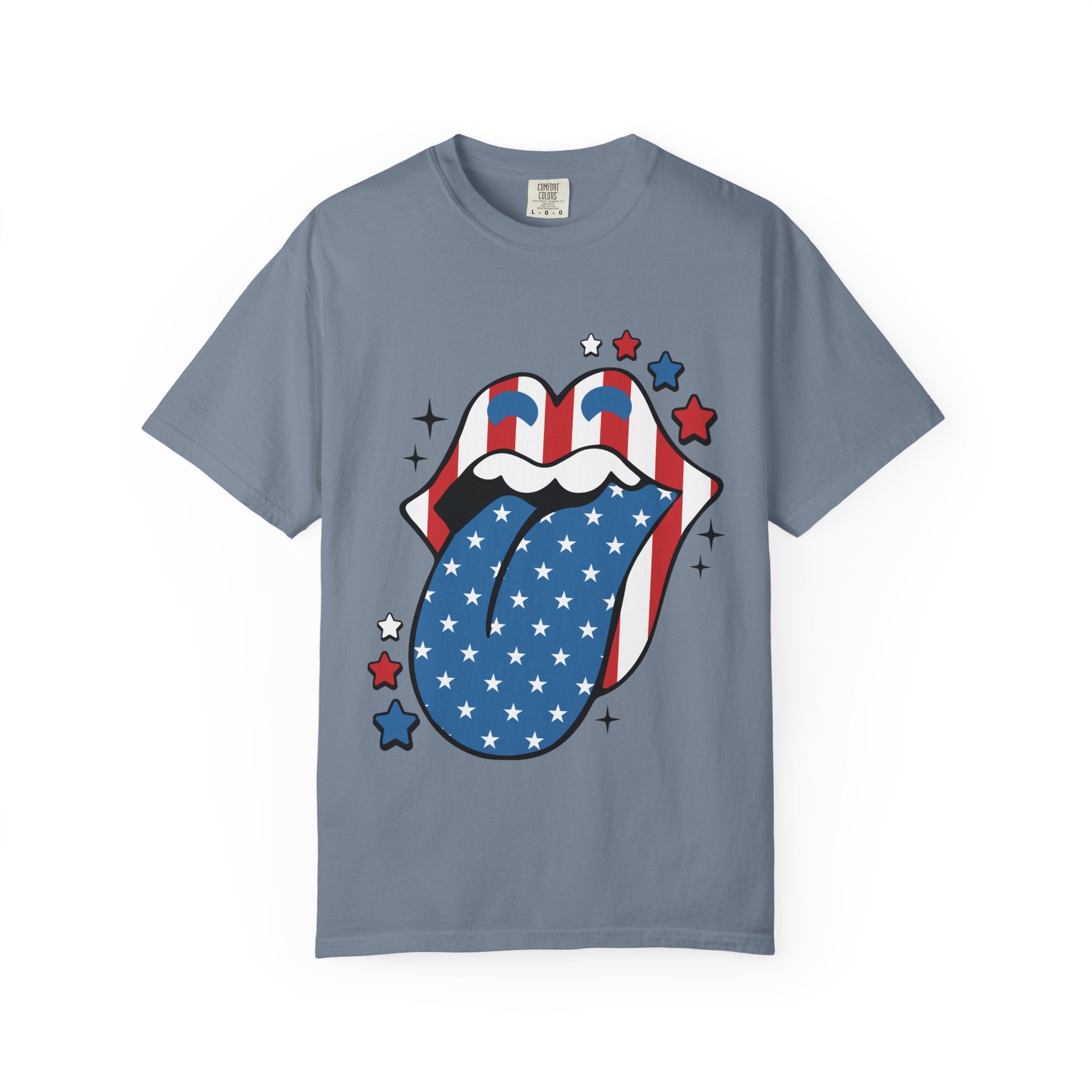 American Flag Rock Tongue T-Shirt