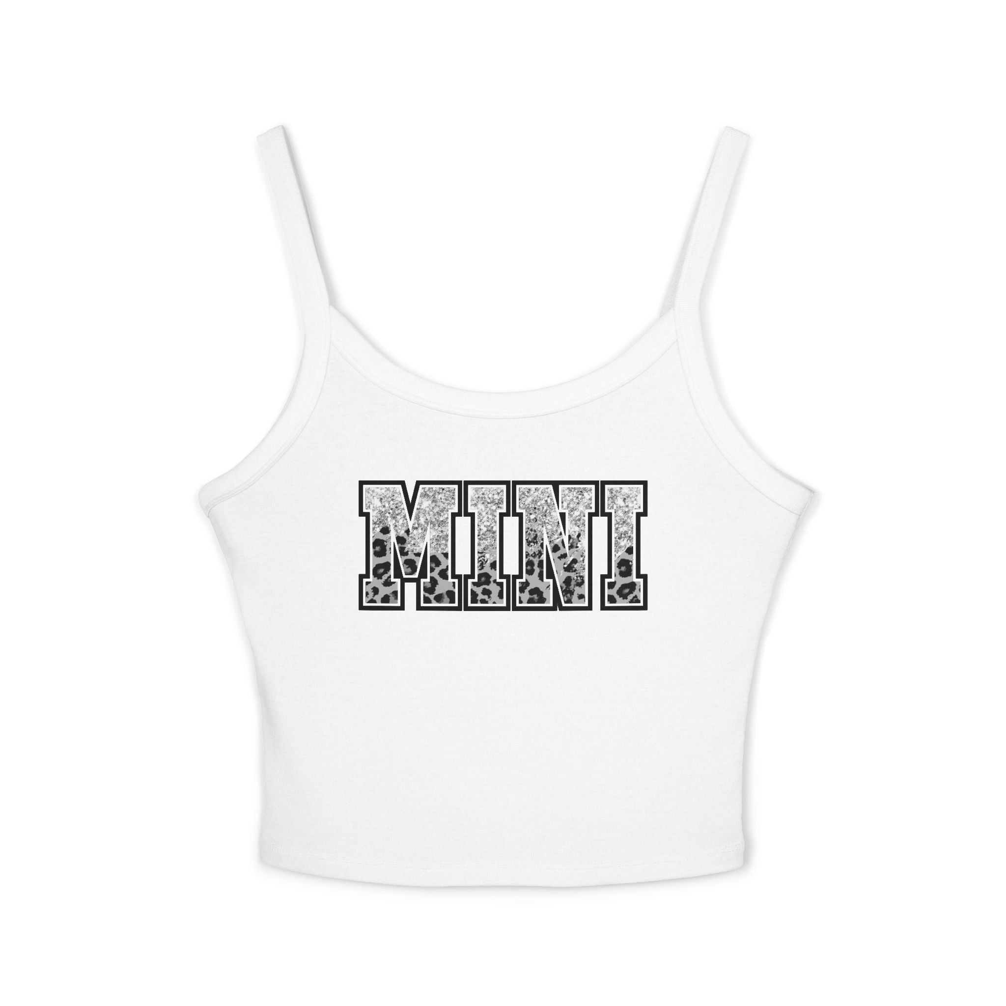 Mini Leopard Print Crop Tank Top — Women's Spaghetti Strap Graphic