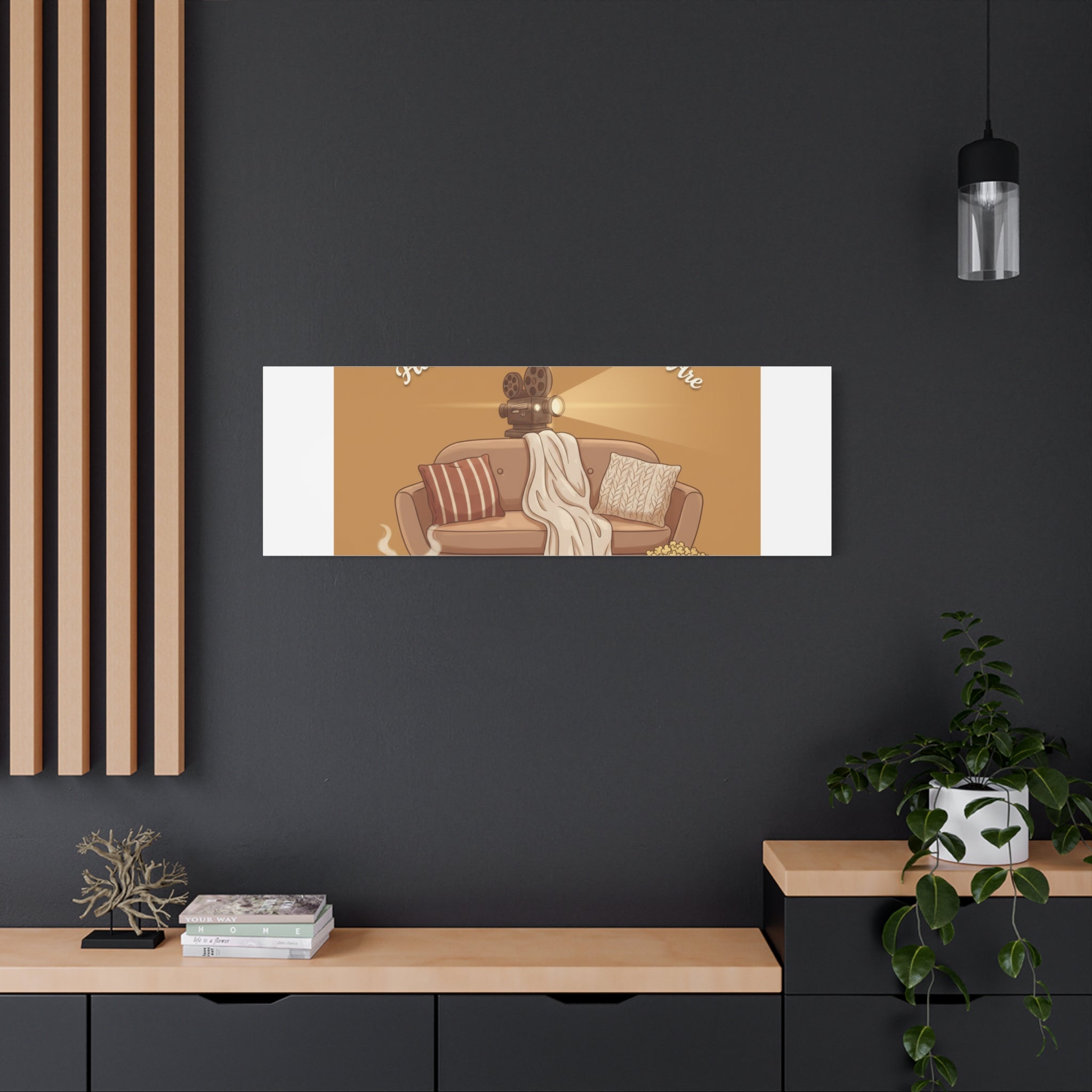 Home Is Where the Movies Are Canvas | cozy night art, home cinema decor