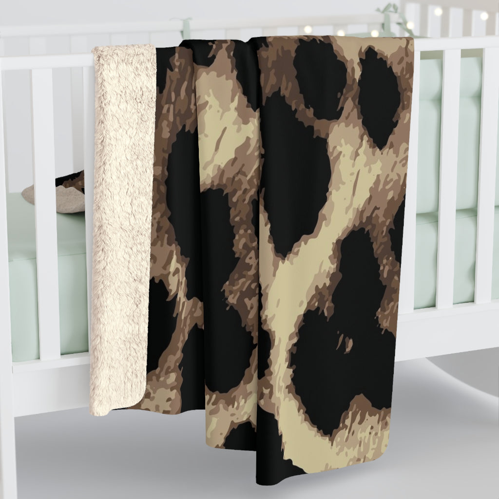 Leopard Print Sherpa Blanket — Cozy Faux Fur Throw for Home & Travel