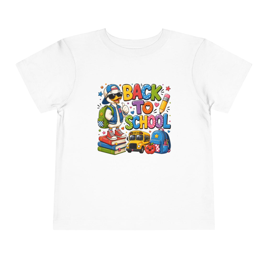 Back to School Toddler Tee — Cute Penguin School Bus Design