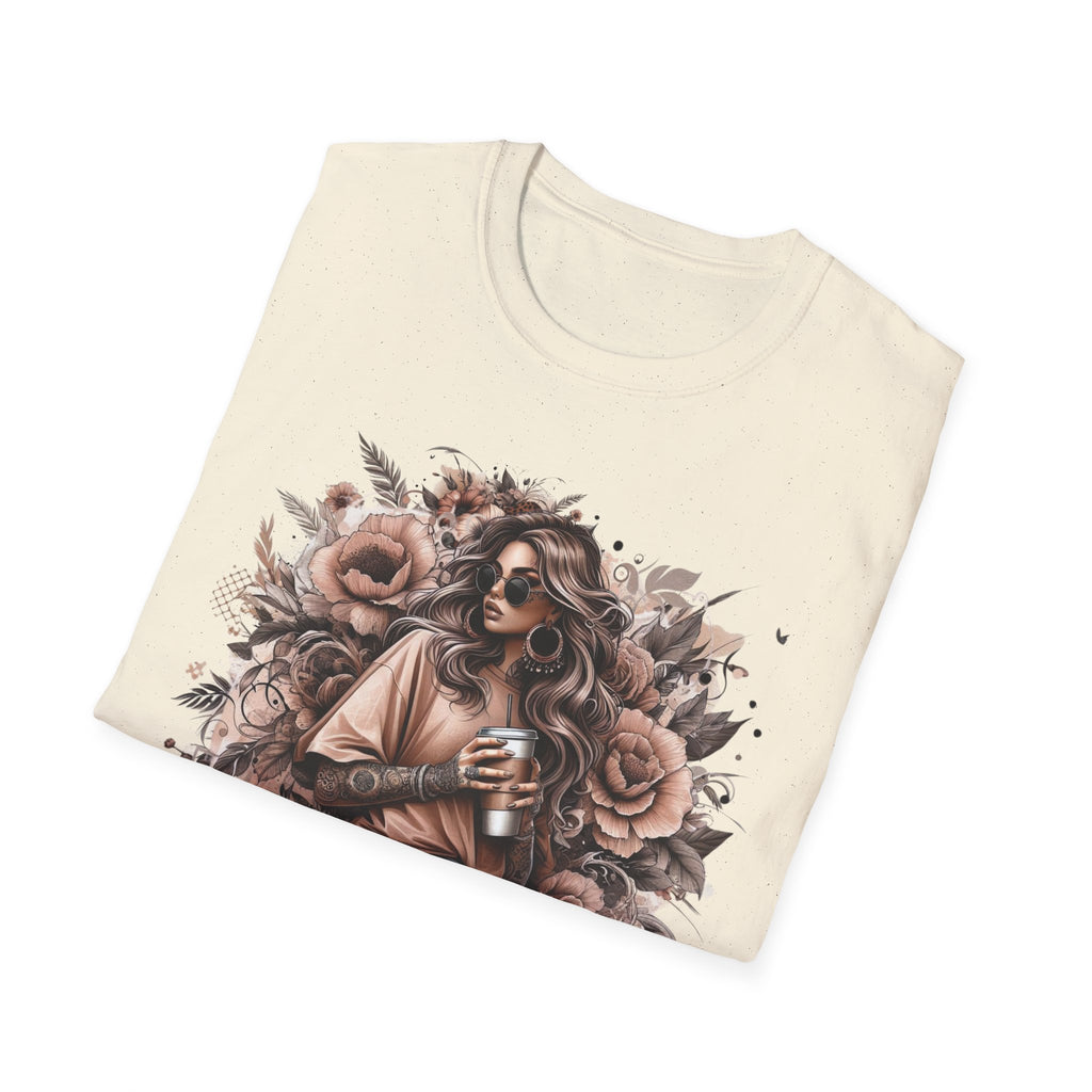 Graphic T-Shirt - 'Stay Humble' Floral Girl Vintage Coffee Tee