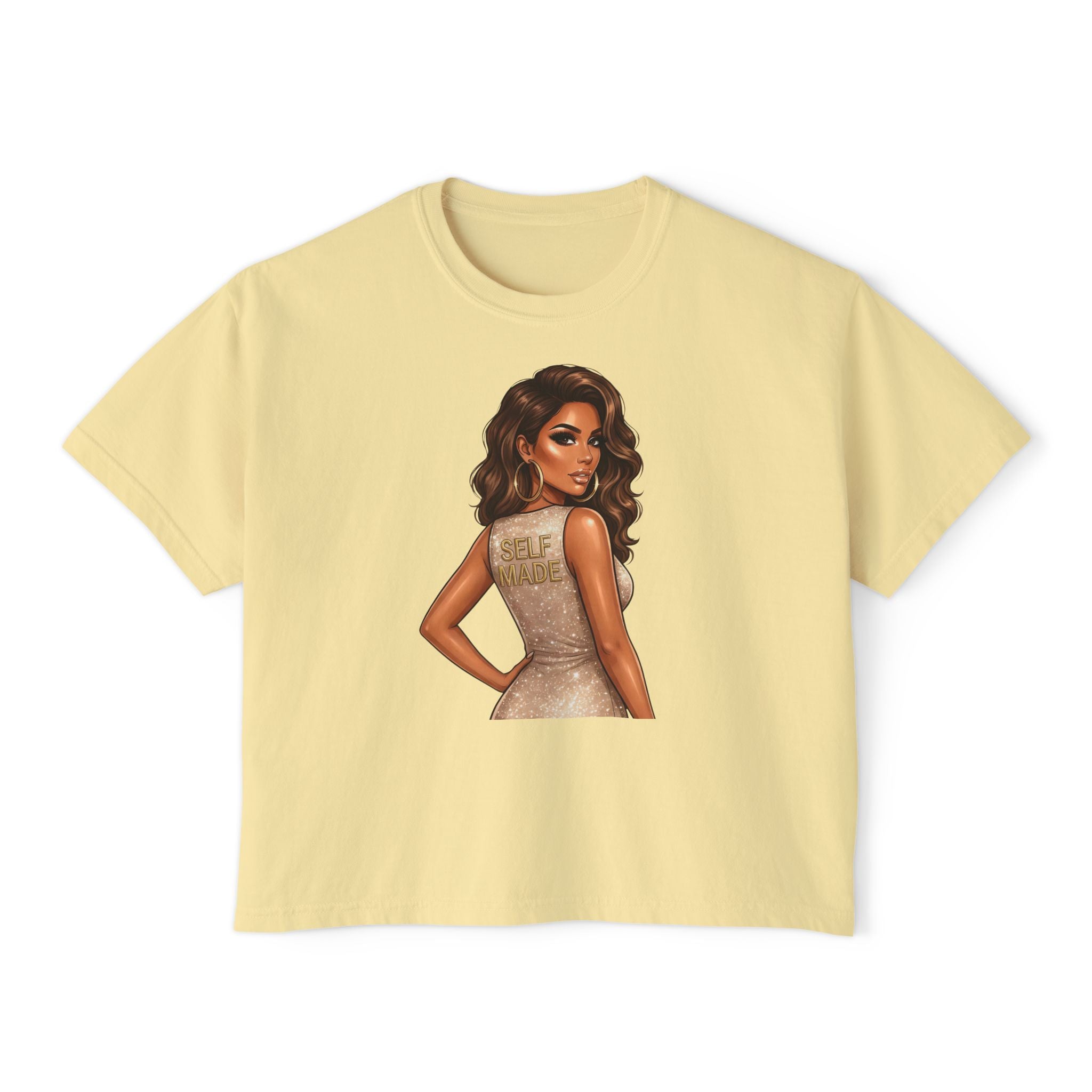 Boxy Tee — Glam Girl Illustration Graphic T-Shirt