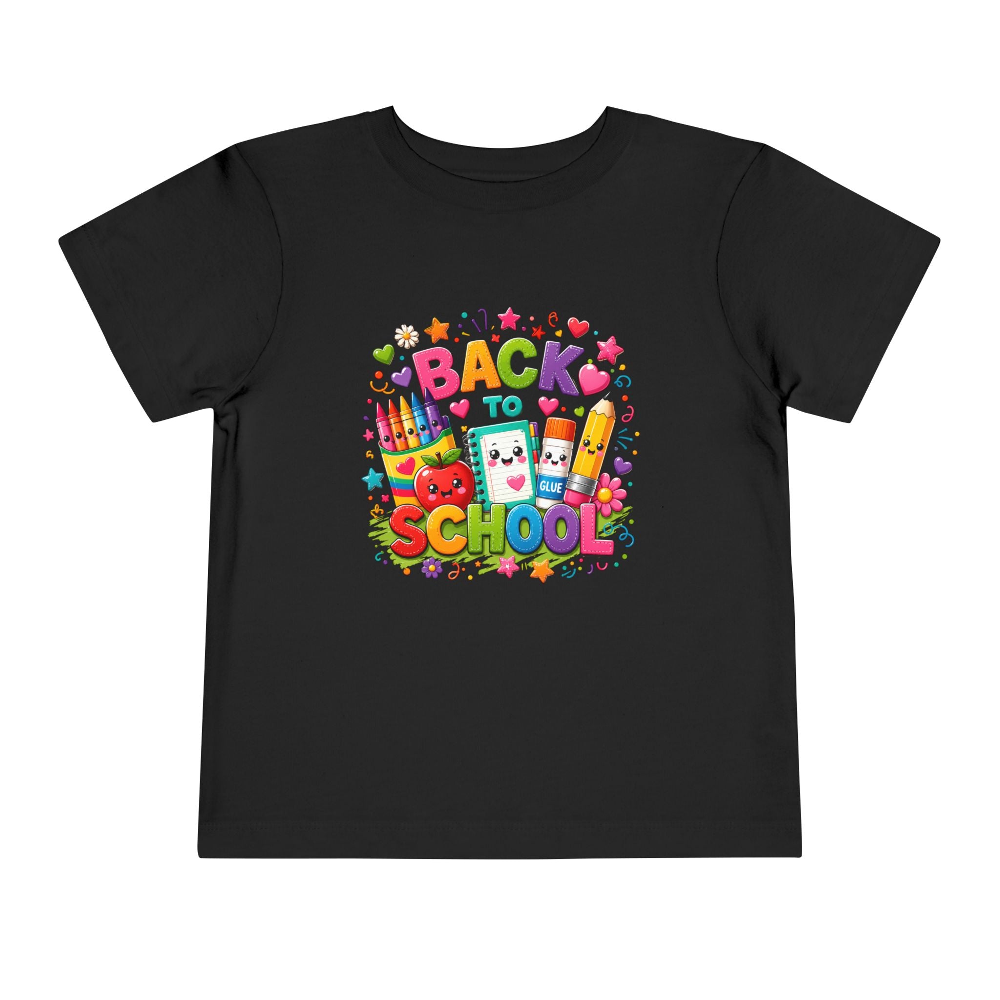 Back to School Toddler Tee – Cute Kawaii School Supplies Graphic