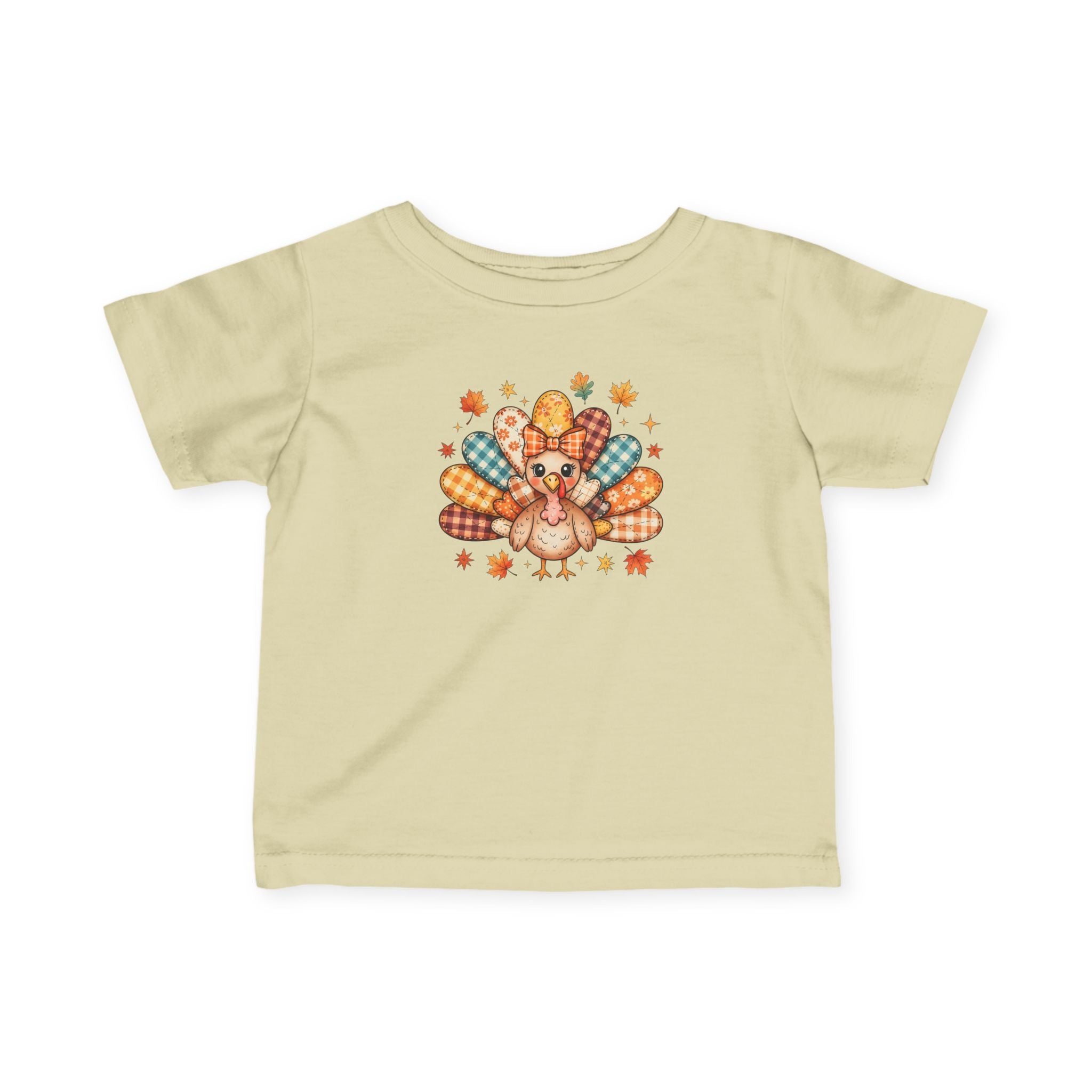 Infant Tee — Cute Thanksgiving Patchwork Turkey Baby Shirt