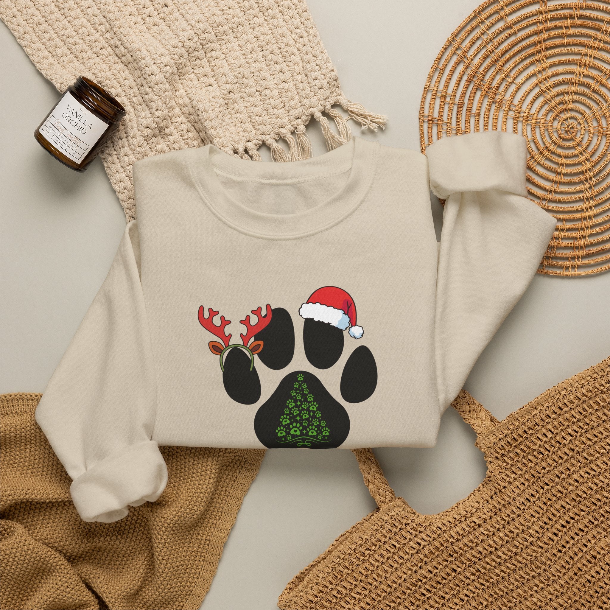 Christmas Paw Print Sweatshirt - Merry Christmas Pet Lover Crewneck