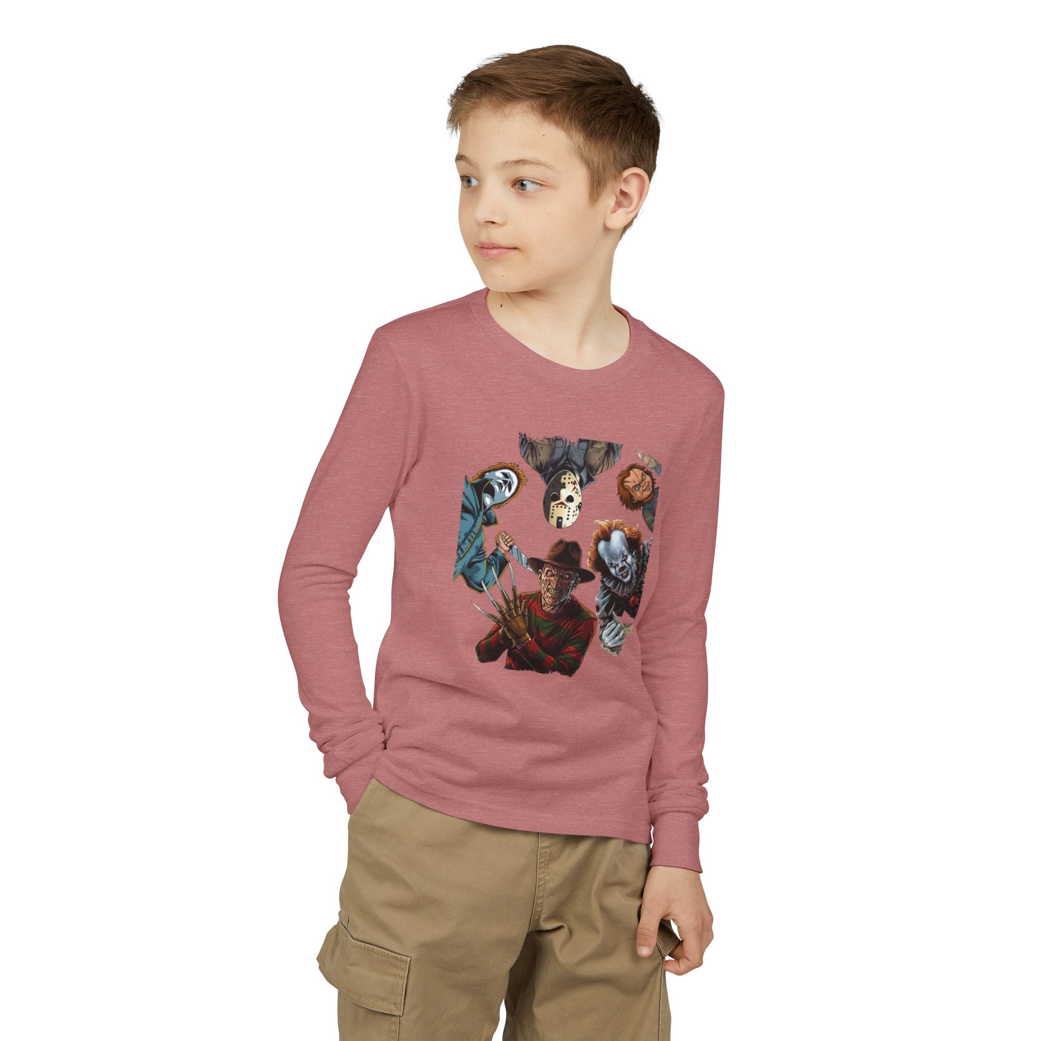 Horror Icons Youth Long Sleeve Tee - Freddy, Jason & More Graphic