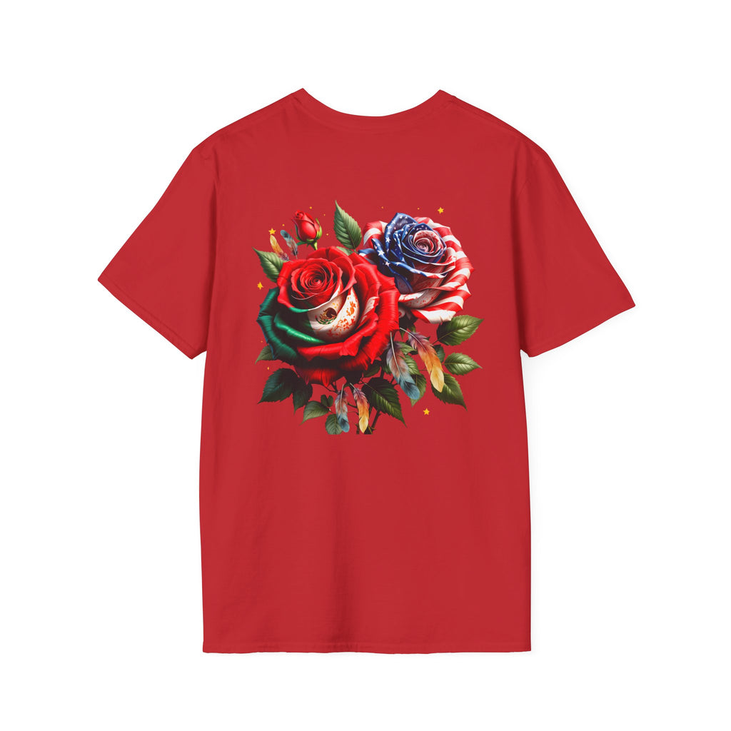 USA Mexico Flag T-Shirt — Small Crossed American & Mexican Flags Tee