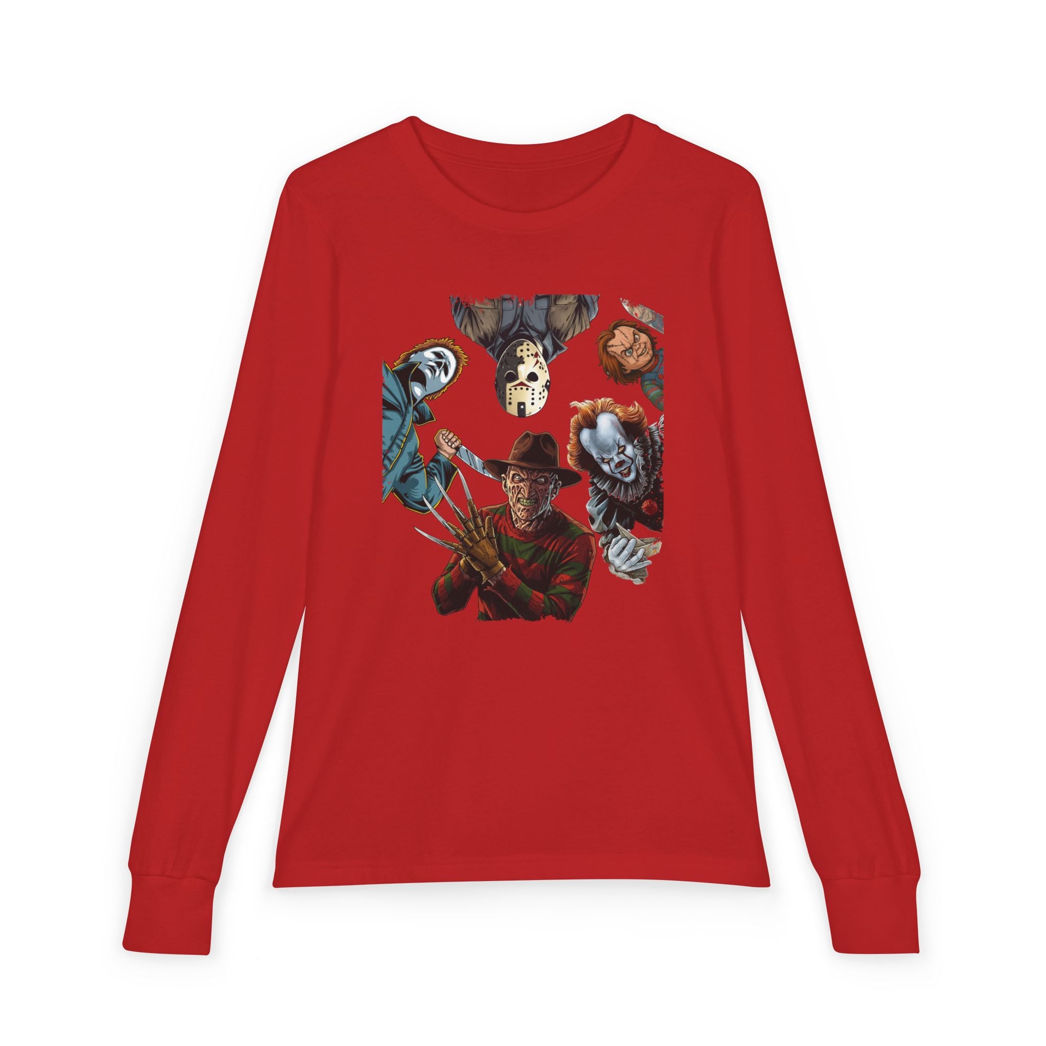 Horror Icons Youth Long Sleeve Tee - Freddy, Jason & More Graphic