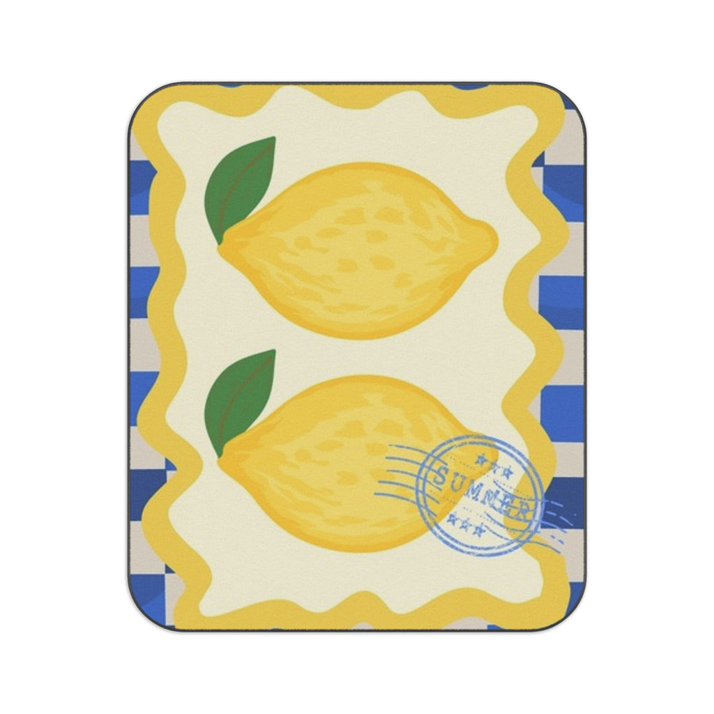 Lemon Stripe Picnic Blanket — Bright Citrus Outdoor Throw