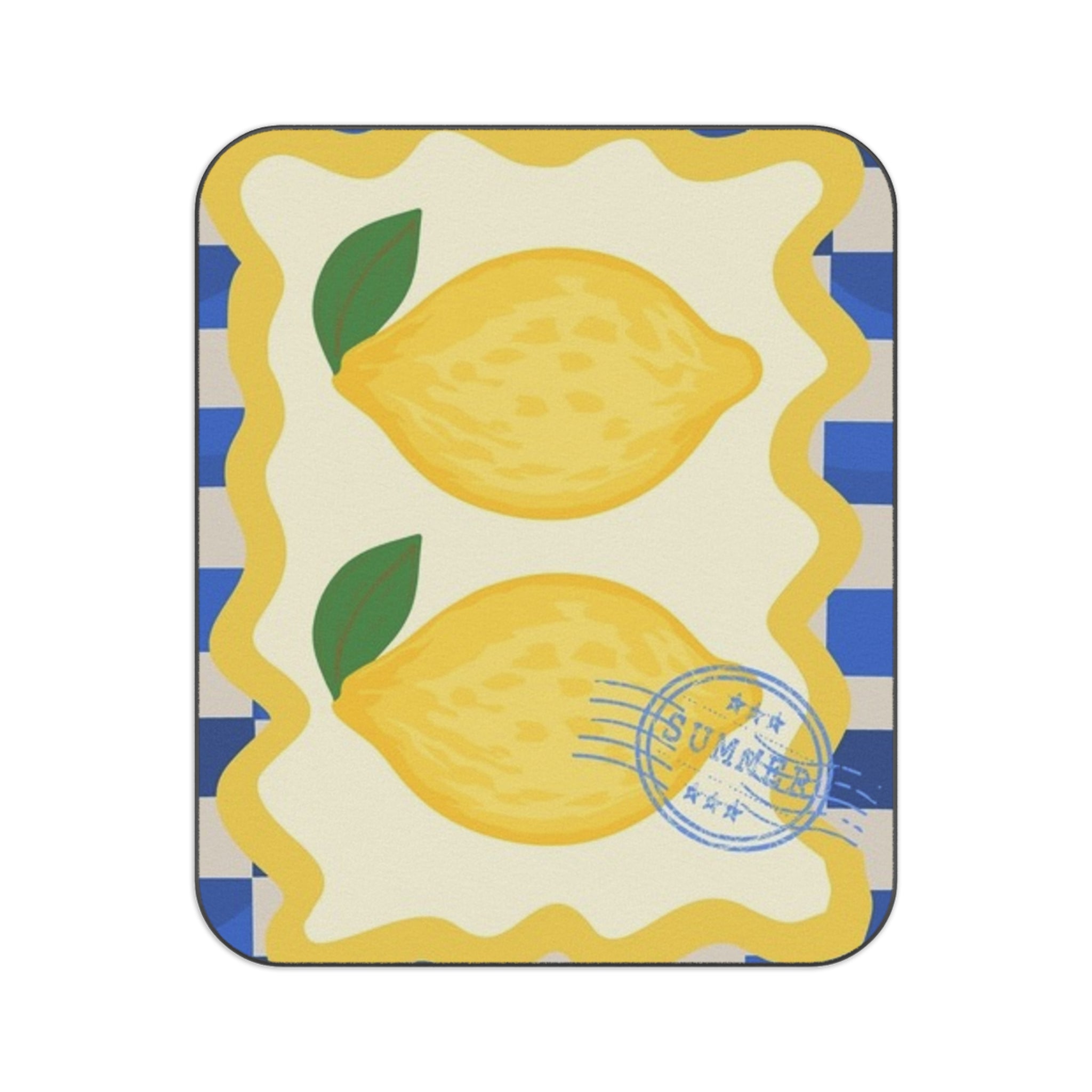 Lemon Stripe Picnic Blanket — Bright Citrus Outdoor Throw
