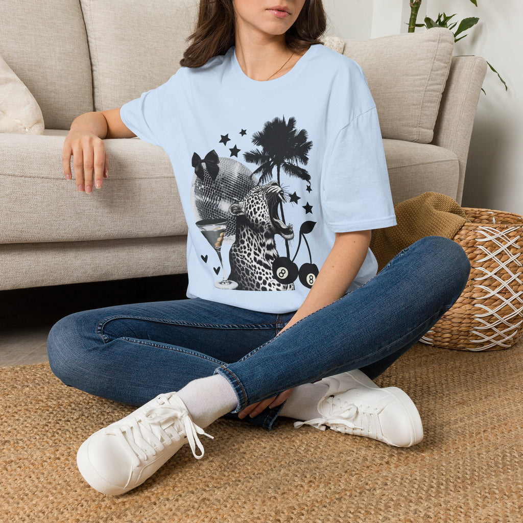 T-Shirt — Retro Disco Leopard Palm Tree Graphic Tee