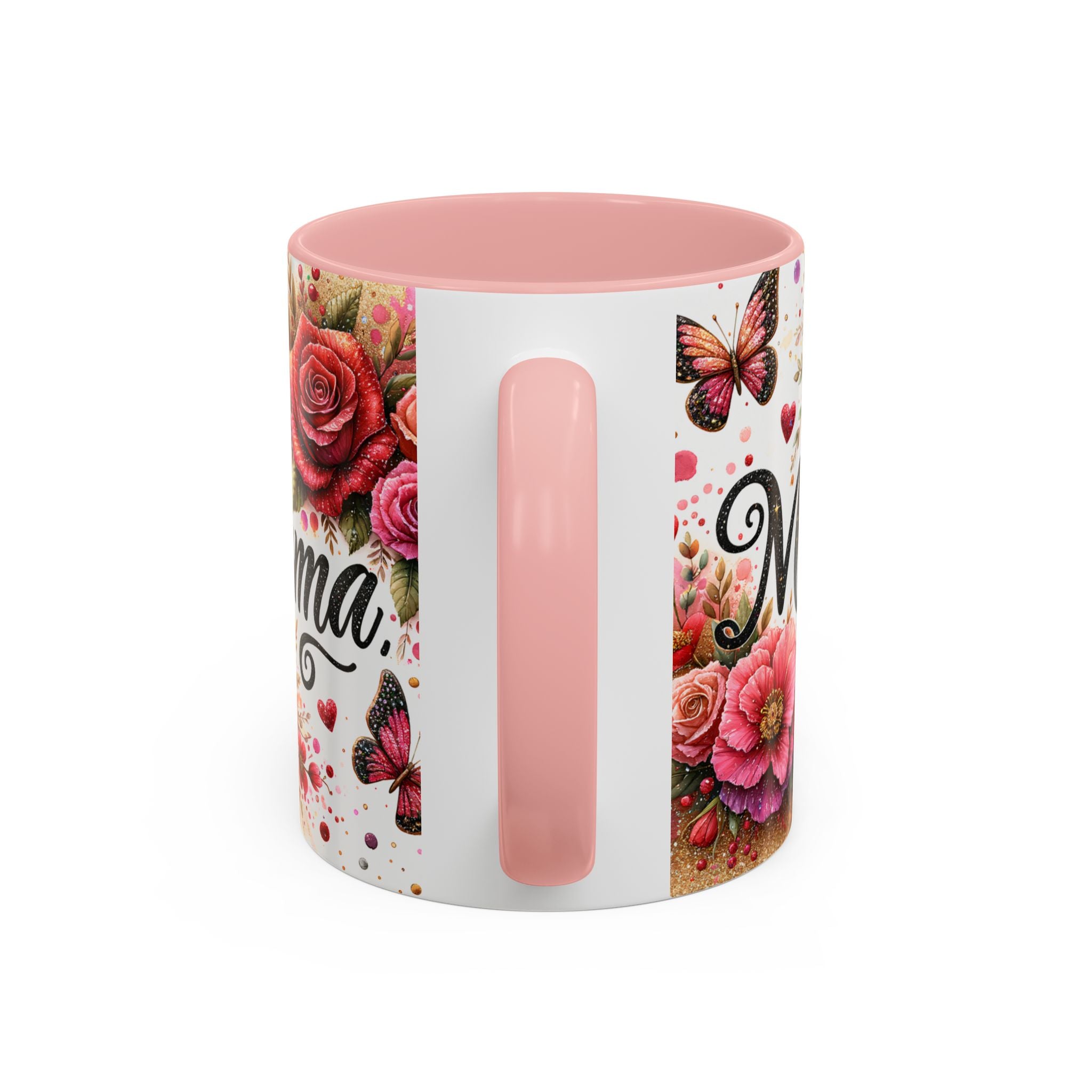 Mama Floral Accent Coffee Mug — Pink Roses & Butterflies (11/15oz)