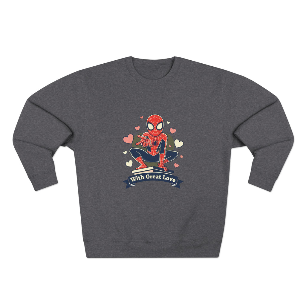Cute Spider Hero Illustration With Great Love sweatshirt | Crewneck