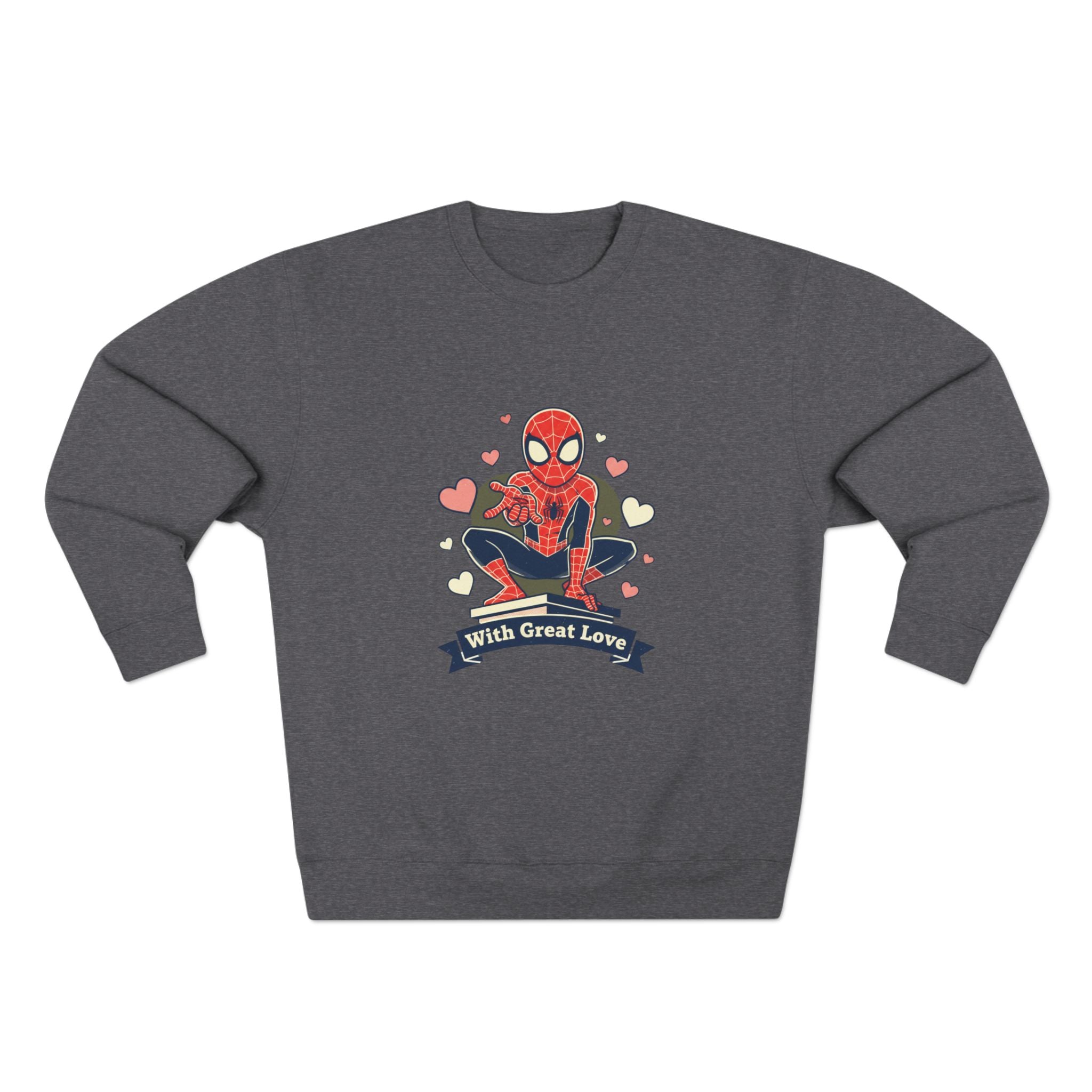 Cute Spider Hero Illustration With Great Love sweatshirt | Crewneck