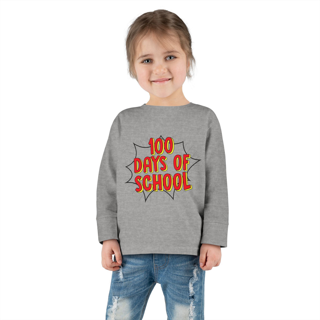 Toddler Long Sleeve Tee: "100 Days of School" Celebration Shirt