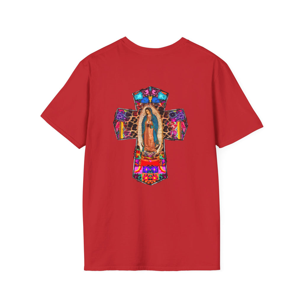 Our Lady of Guadalupe Cross T-Shirt — Colorful Mexican Folk Art Tee