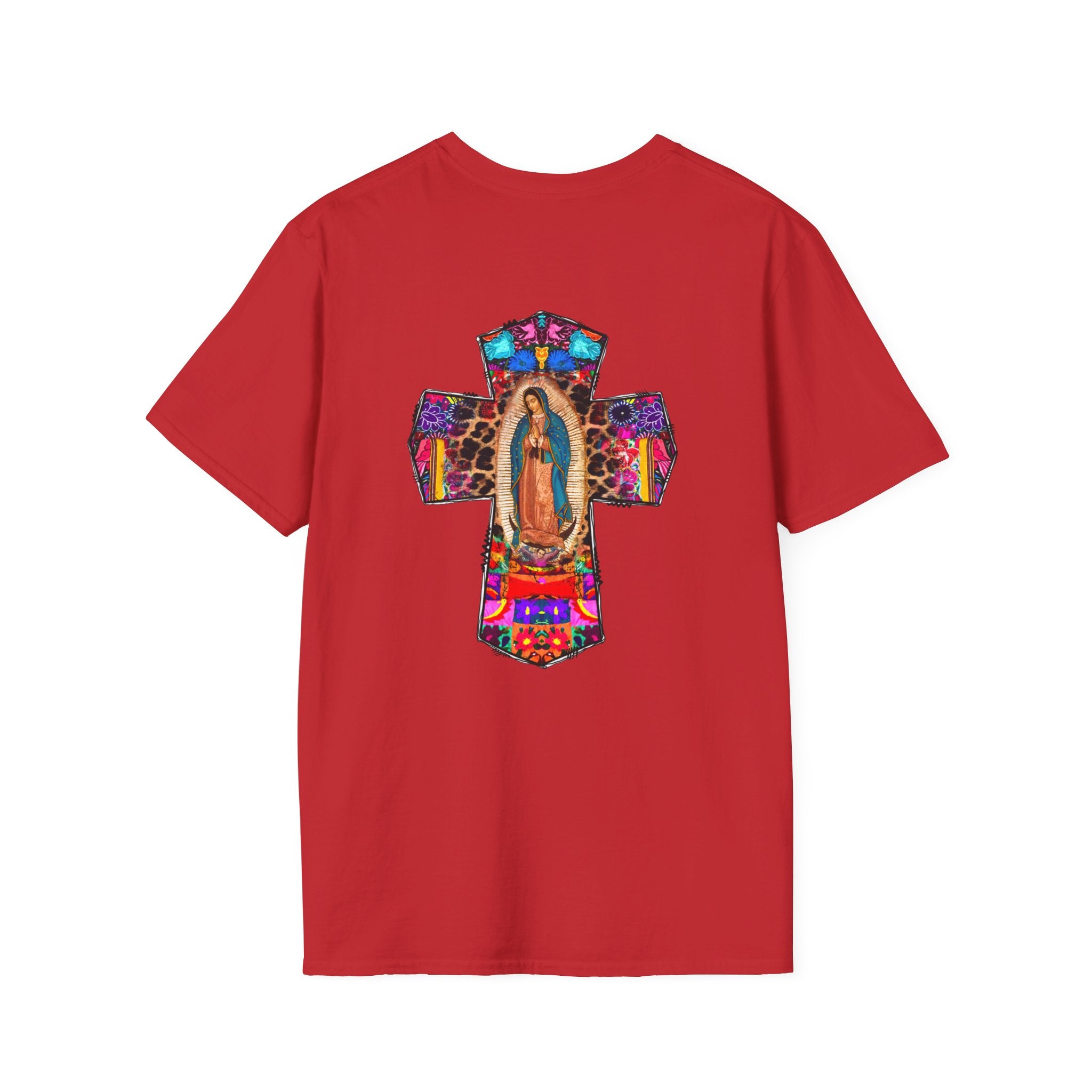 Our Lady of Guadalupe Cross T-Shirt — Colorful Mexican Folk Art Tee