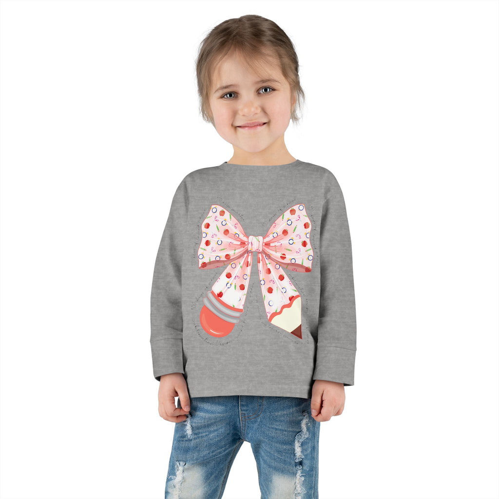 Pink Polka Dot Bow Toddler Long Sleeve Tee
