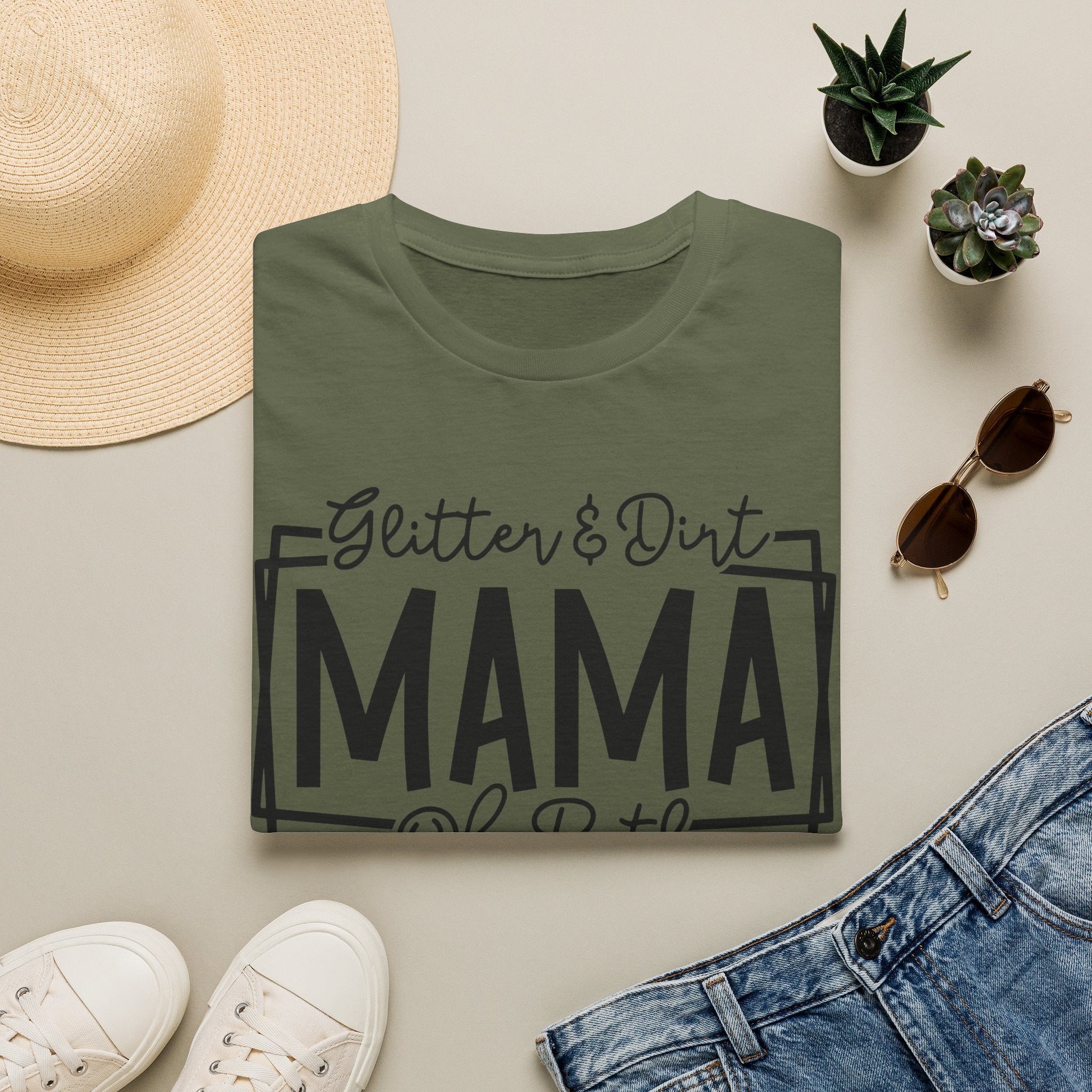 Mama of Both T-Shirt — "Glitter & Dirt" Mom Tee